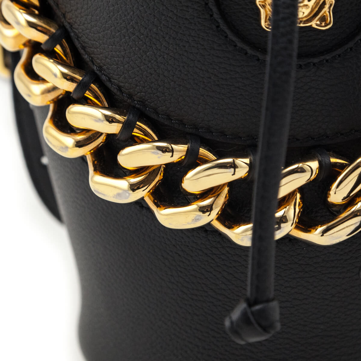 Versace Black Calfskin La Medusa Chain Bucket Bag