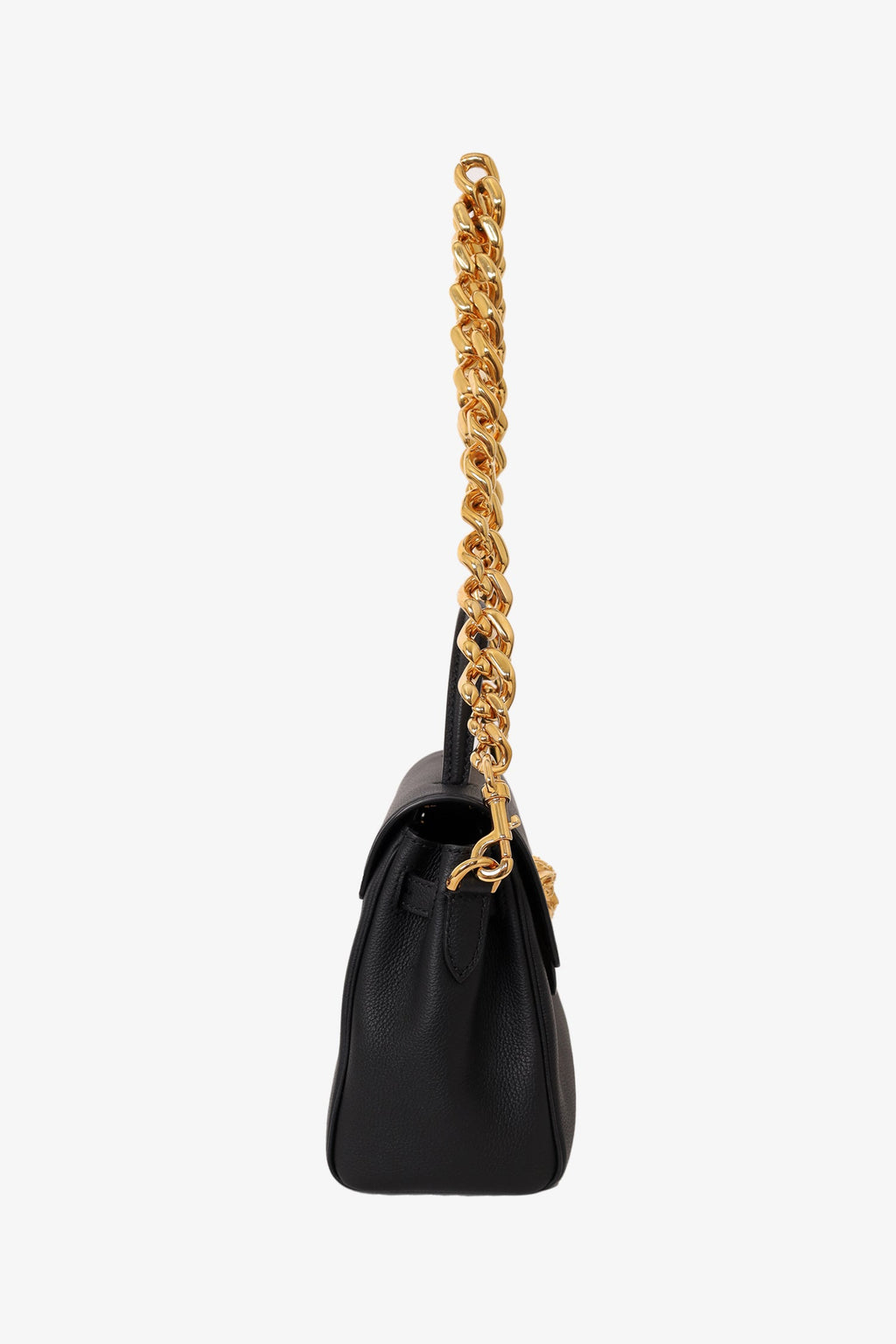 Versace Black Leather Chain-Link La Medusa Top Handle Bag with Strap