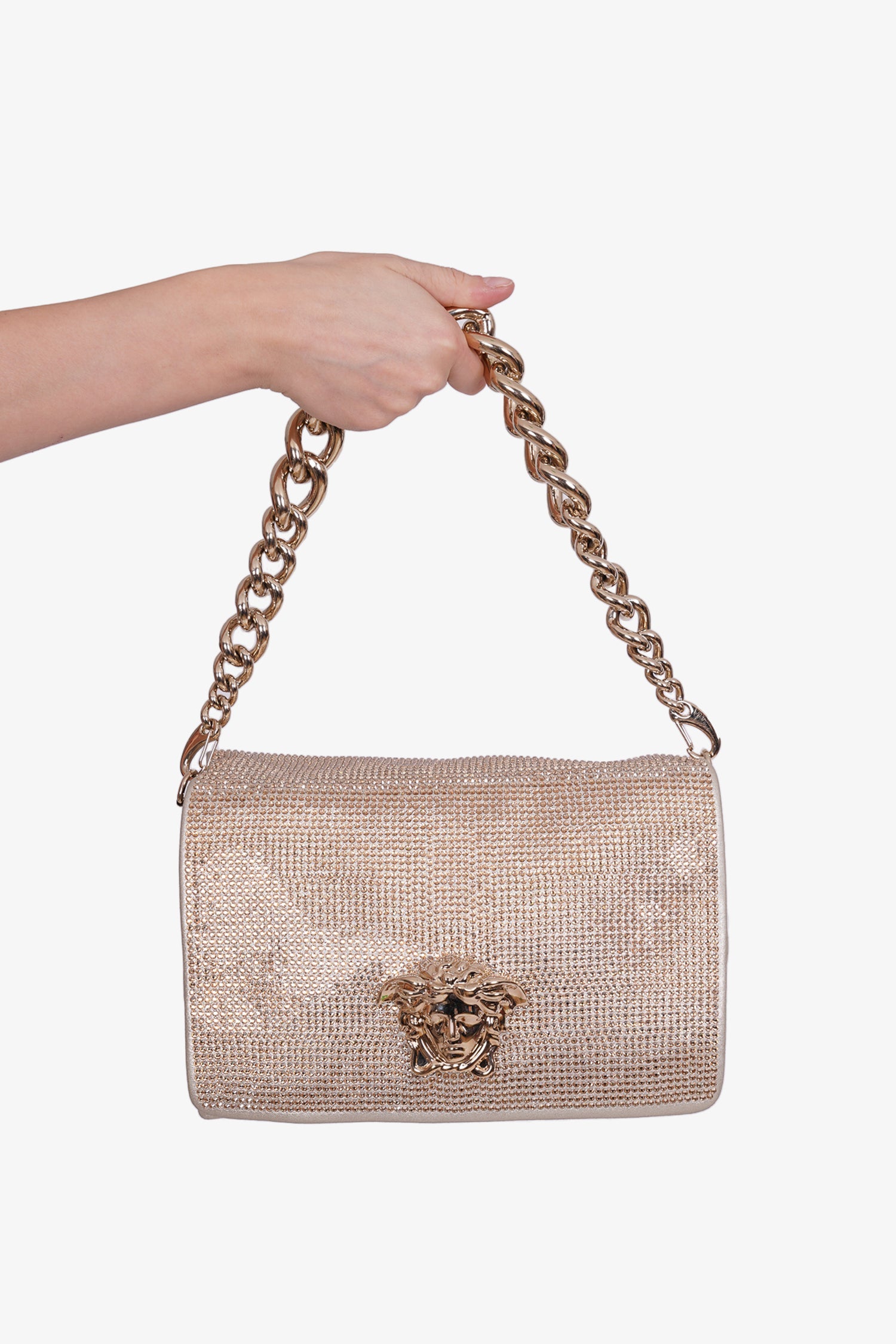 Versace Gold Crystal Medusa Sultan Evening Bag