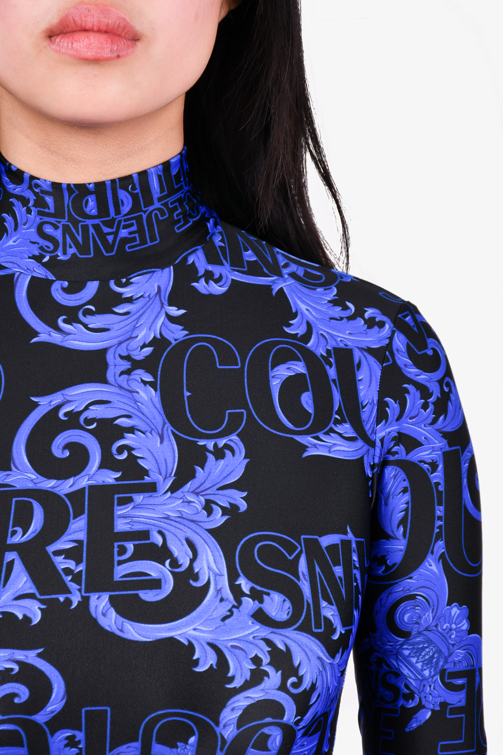 Versace Jeans Couture Black/Blue Logo Band Crop Top Size 36
