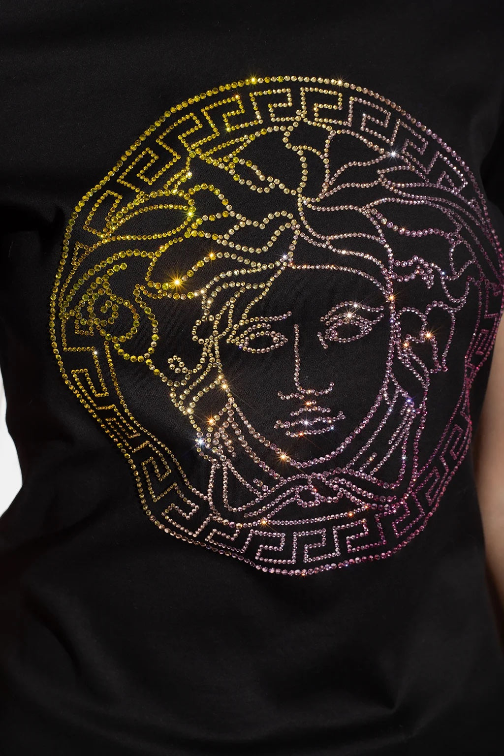 VERSACE LA MEDUSA EMBELLISHED CREWNECK T-SHIRT