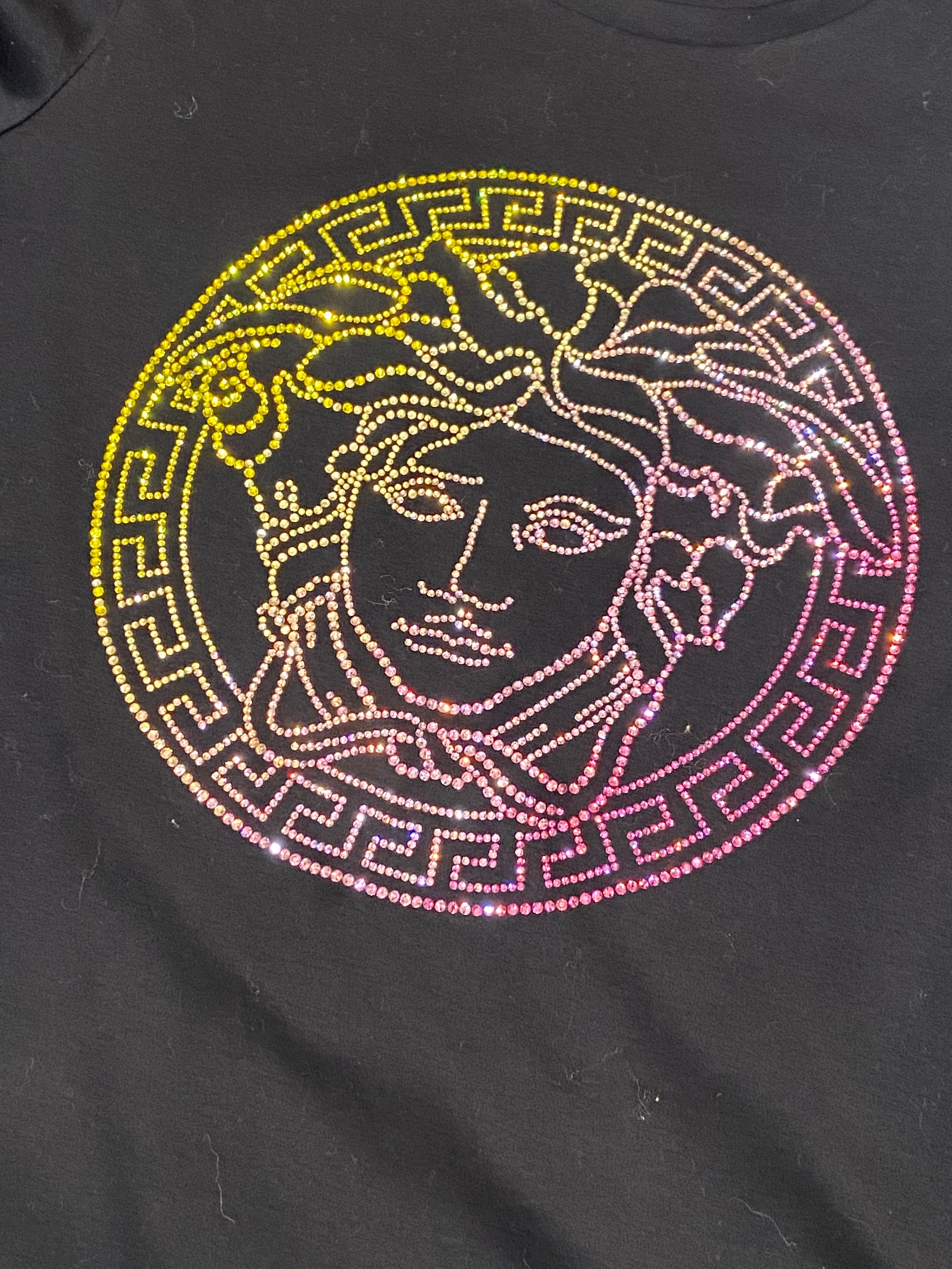 VERSACE LA MEDUSA EMBELLISHED CREWNECK T-SHIRT