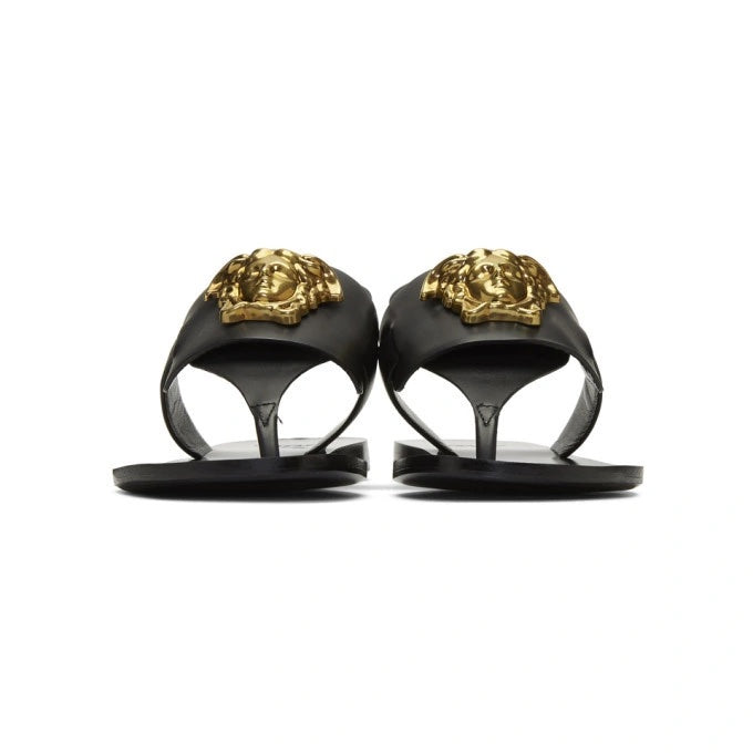 VERSACE PALAZZO THONG LEATHER SANDALS