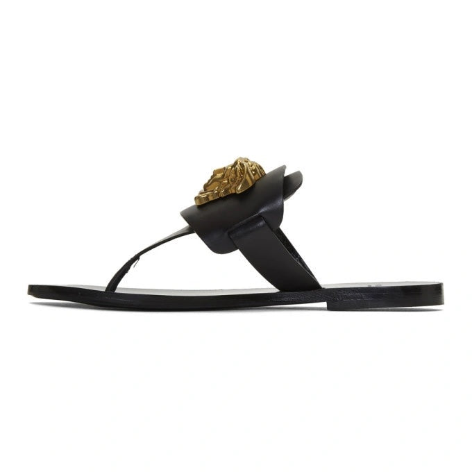 VERSACE PALAZZO THONG LEATHER SANDALS