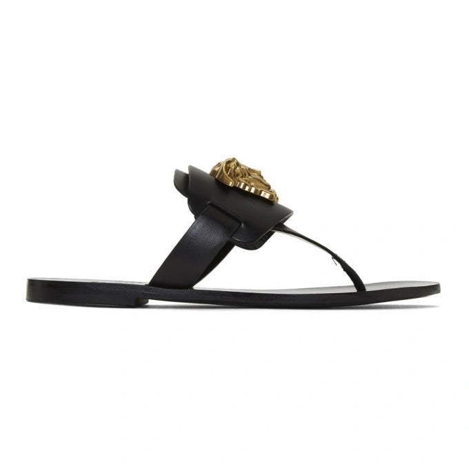 VERSACE PALAZZO THONG LEATHER SANDALS