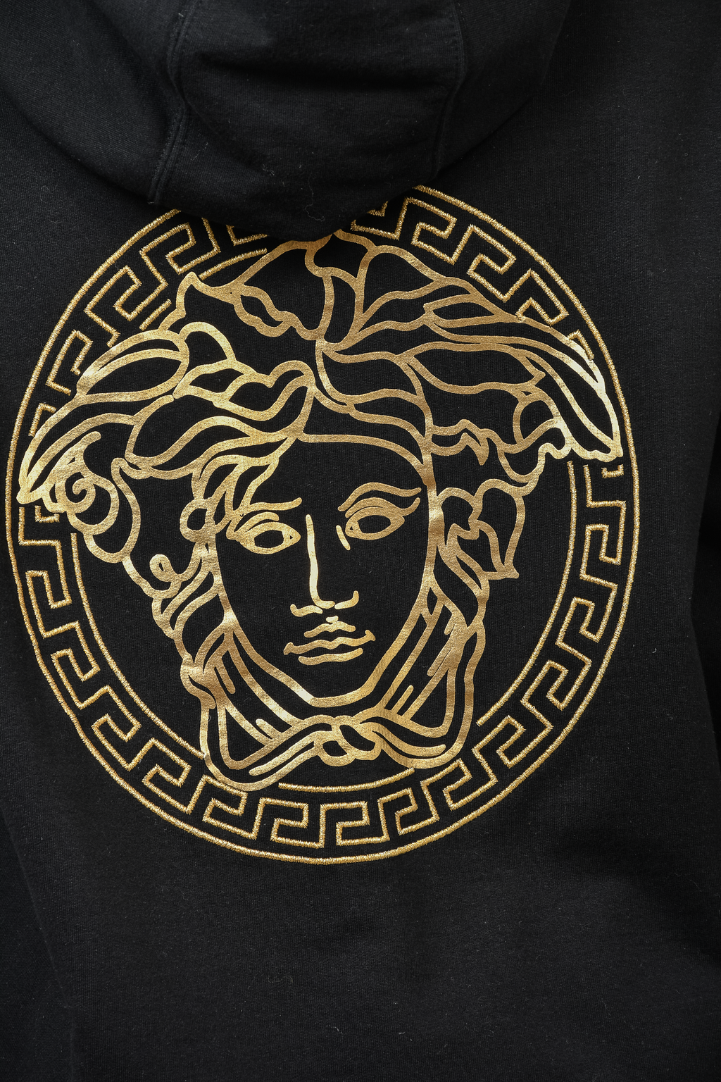 Versace x Fendi Black Cotton "Fendace" Hoodie with Gold Embroidery Size M