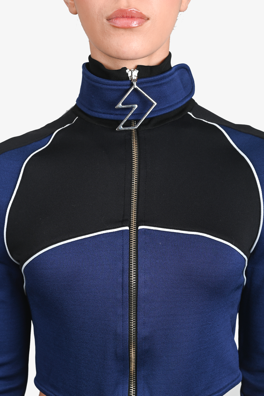 Versus Versace Blue Zip Cropped Bodysuit Jacket Size 38