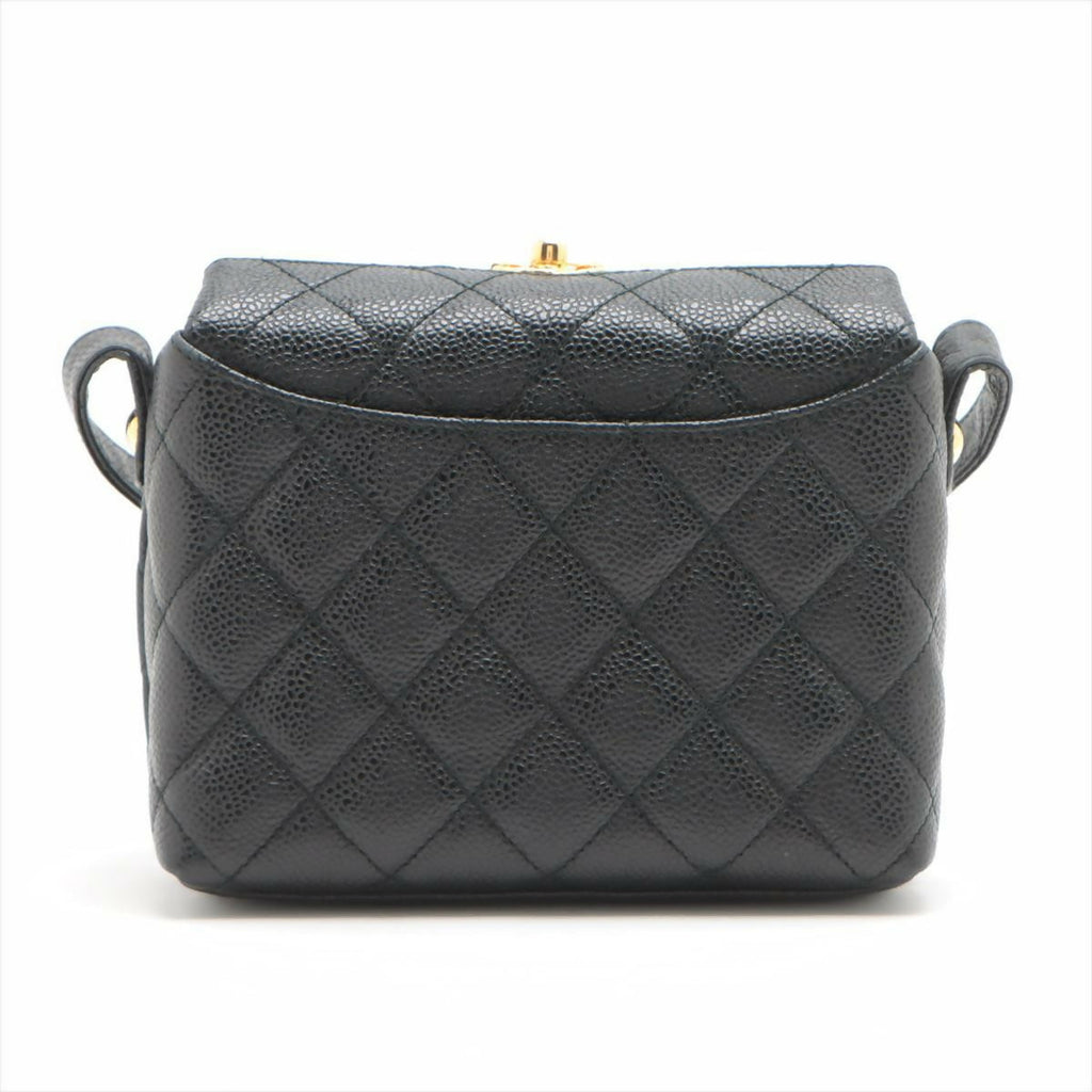 Chanel Vintage Black Gold Carved Buckle Box Bag