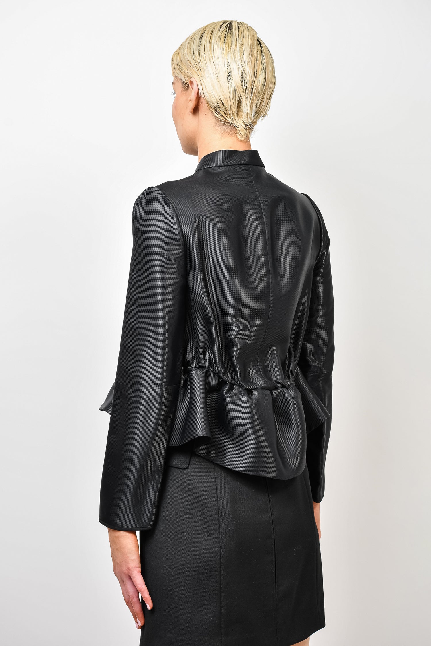 Victoria Victoria Beckham Black Silky Bubble Hem Jacket Size 6