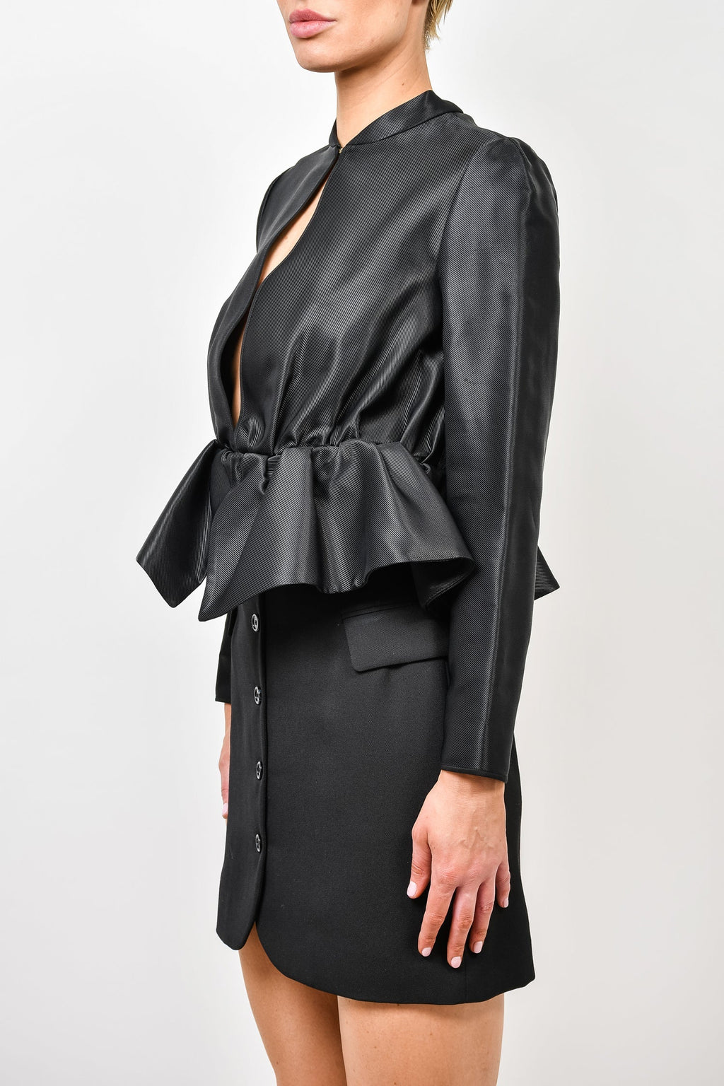 Victoria Victoria Beckham Black Silky Bubble Hem Jacket Size 6