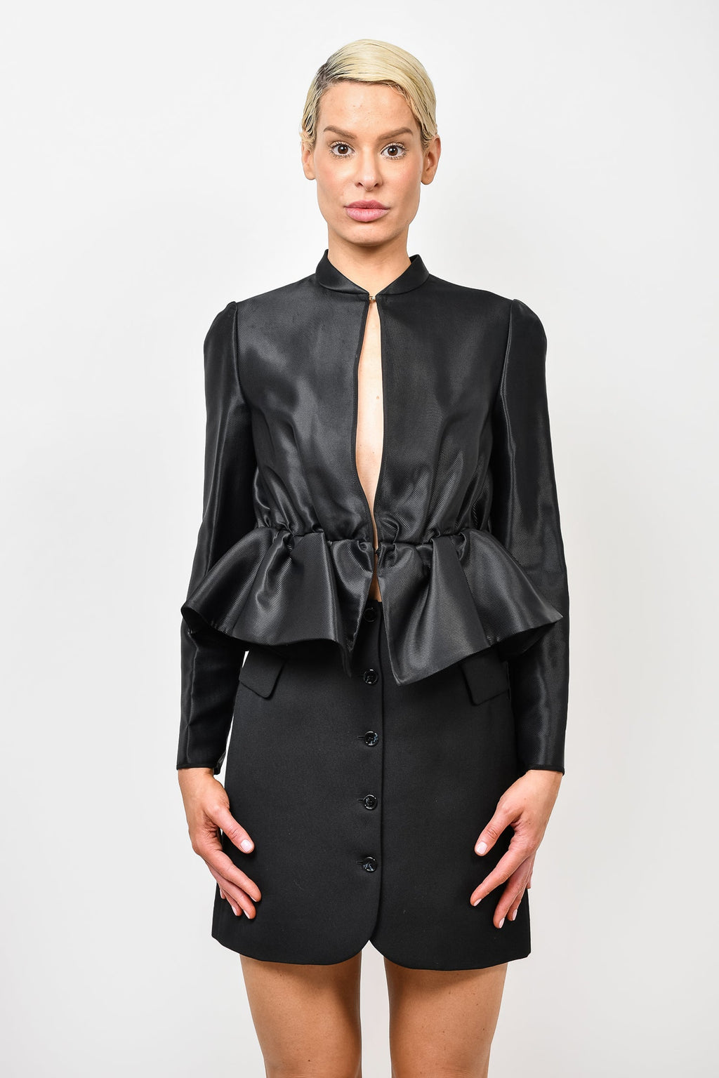 Victoria Victoria Beckham Black Silky Bubble Hem Jacket Size 6