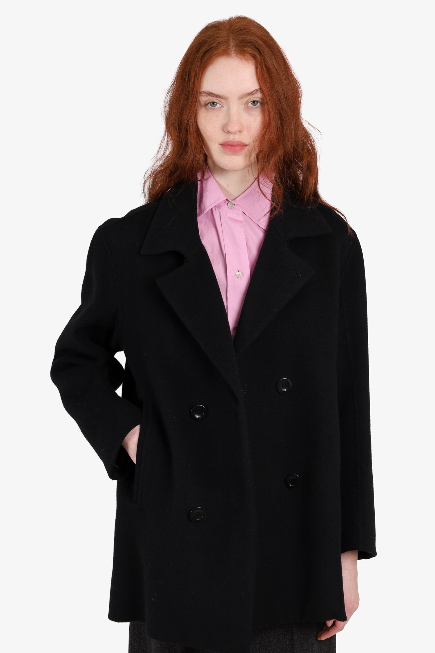 Vince Black Wool Double Breast Jacket Size L