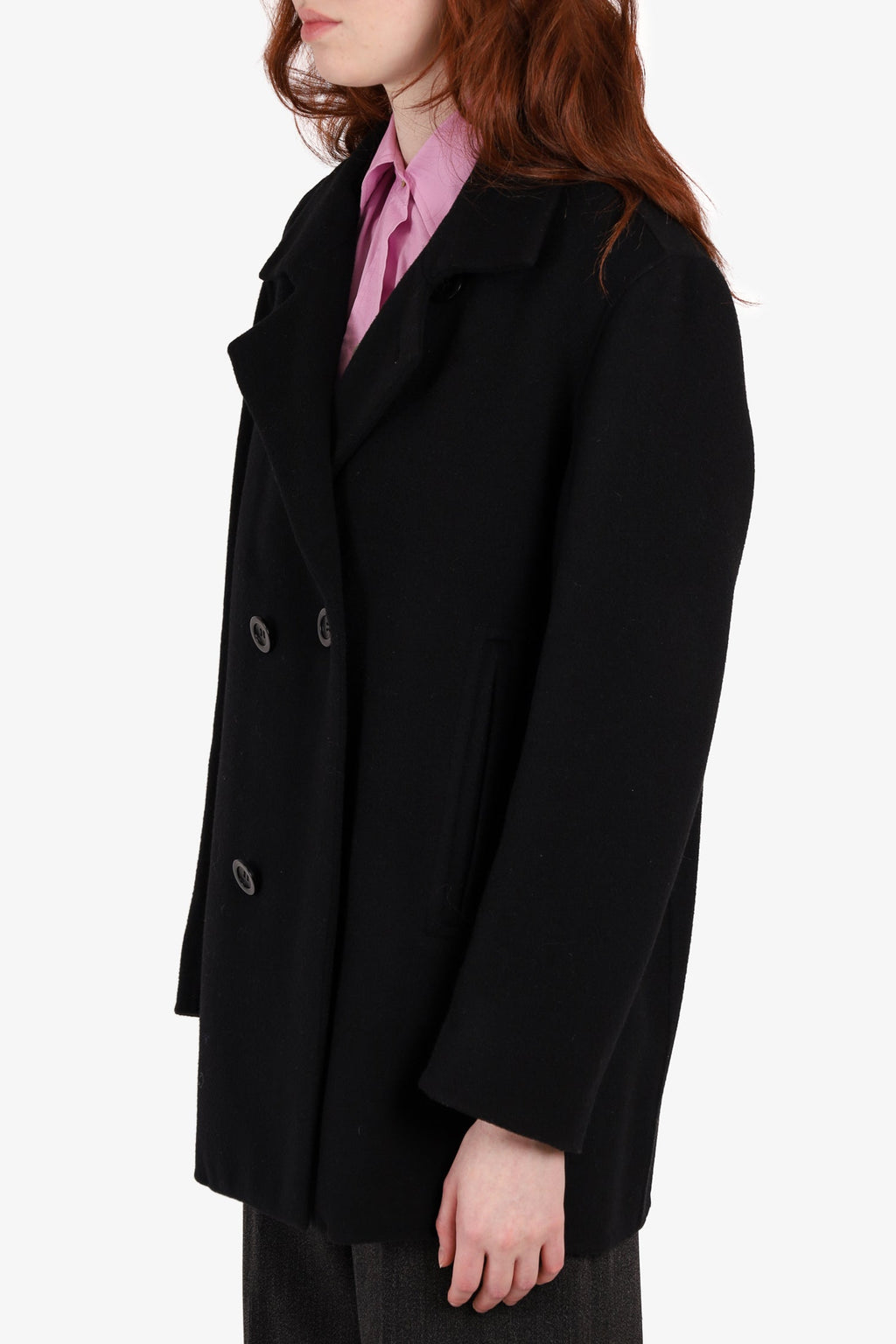 Vince Black Wool Double Breast Jacket Size L