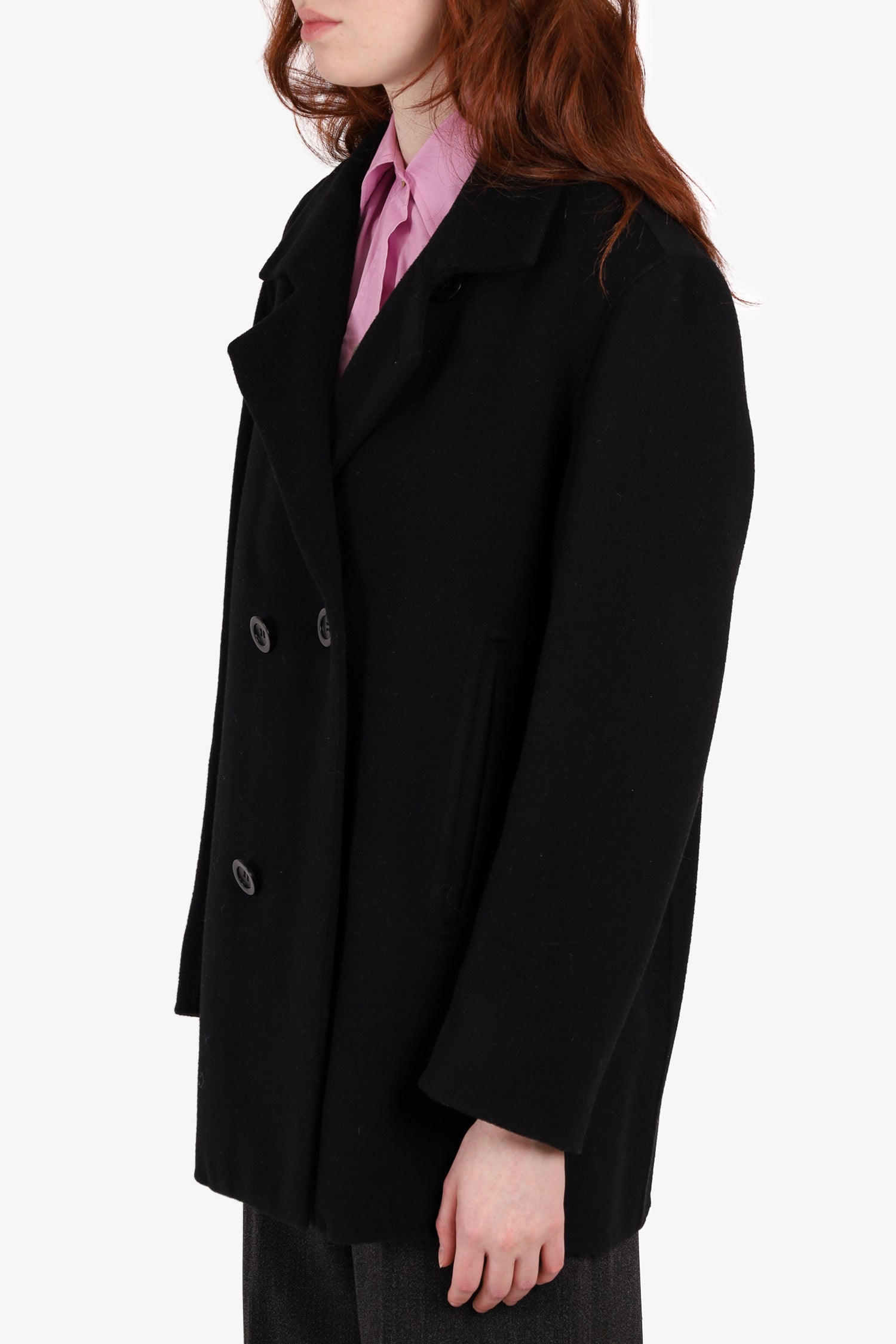 Vince Black Wool Double Breast Jacket Size L