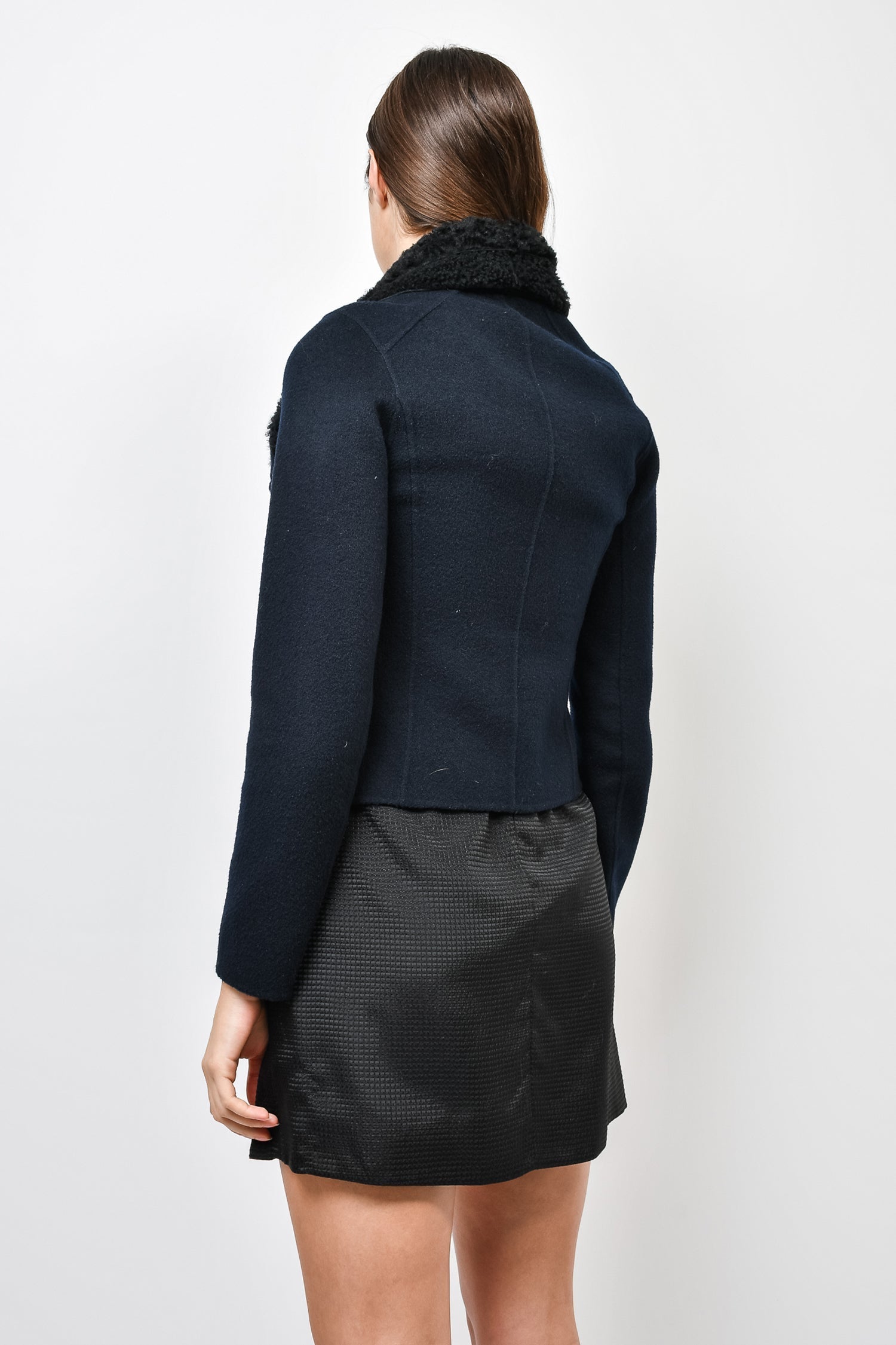 Vince Black Wool/Shearling Lined Jacket Size S