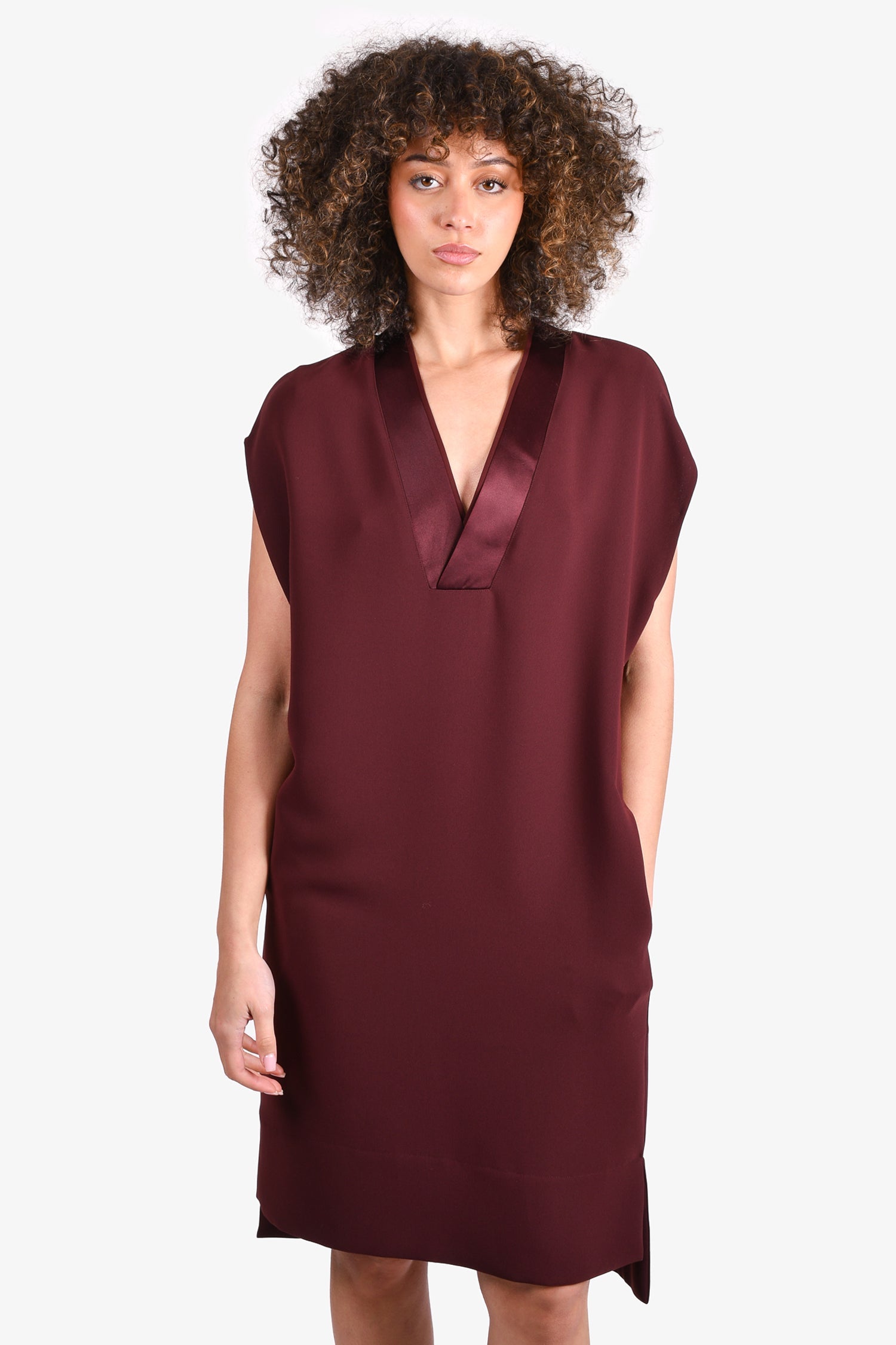 Vince Burgundy Tunic Midi Length Dress Size S