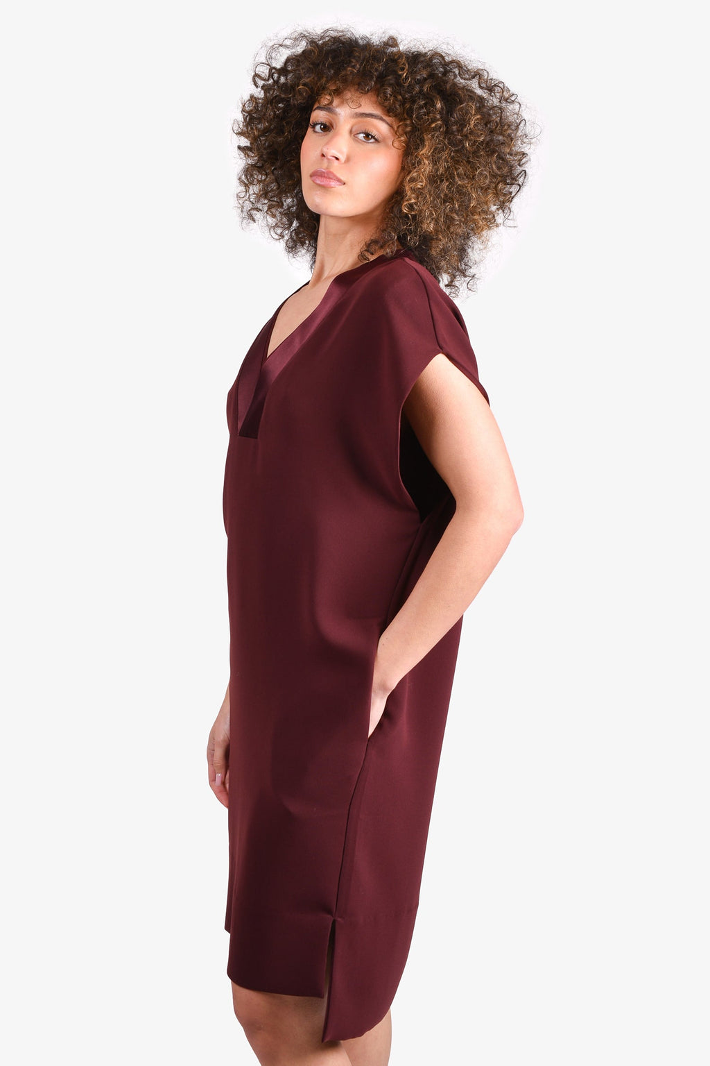 Vince Burgundy Tunic Midi Length Dress Size S