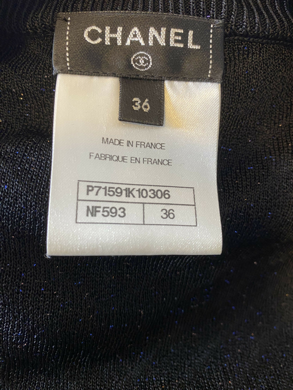 Stunning Chanel 21K Beaded Crystal Sequin Navy Black Iridescent Jumpsuit FR 36