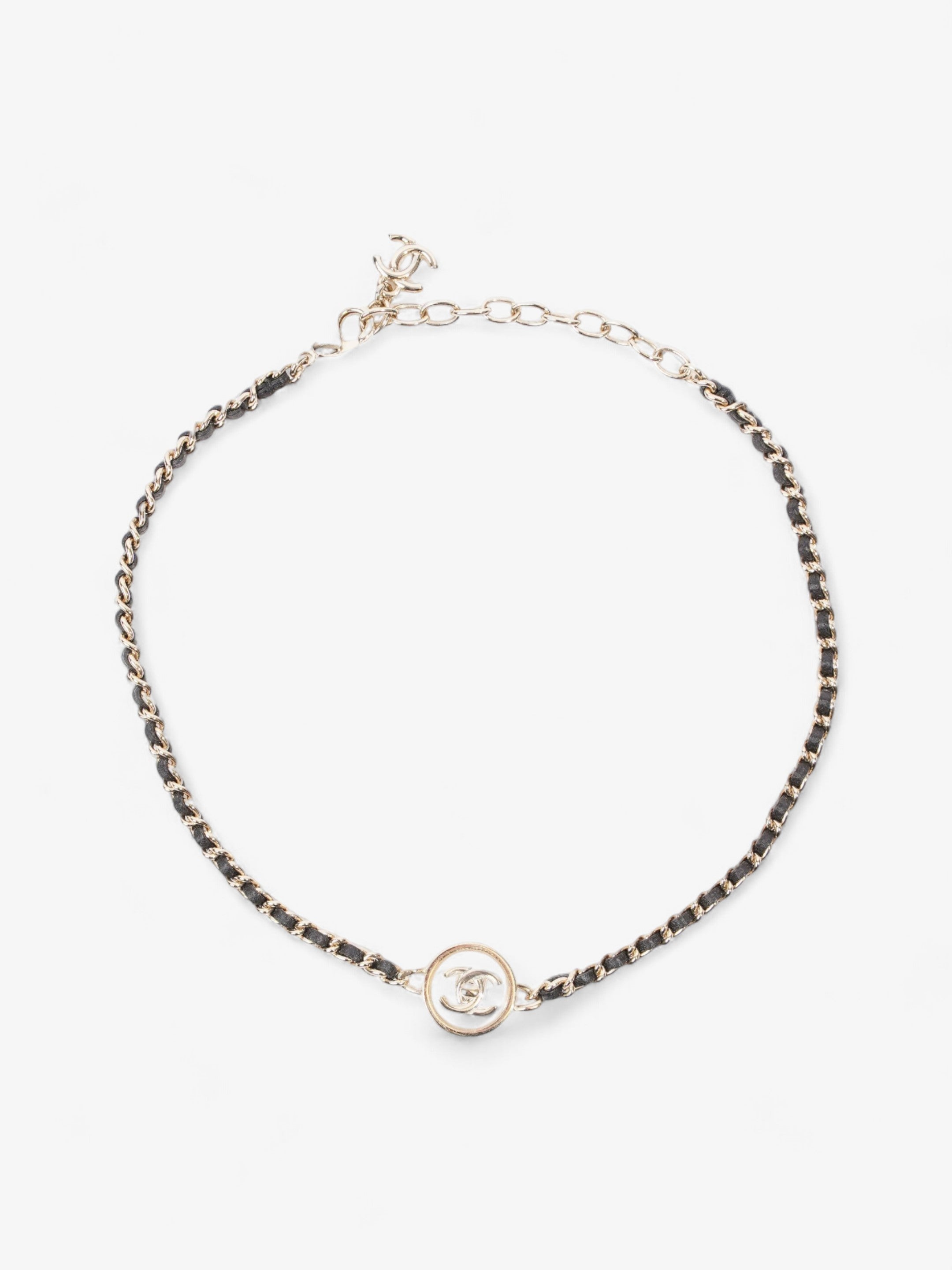 Chanel CC Chain Choker Black / Gold Base Metal 30cm