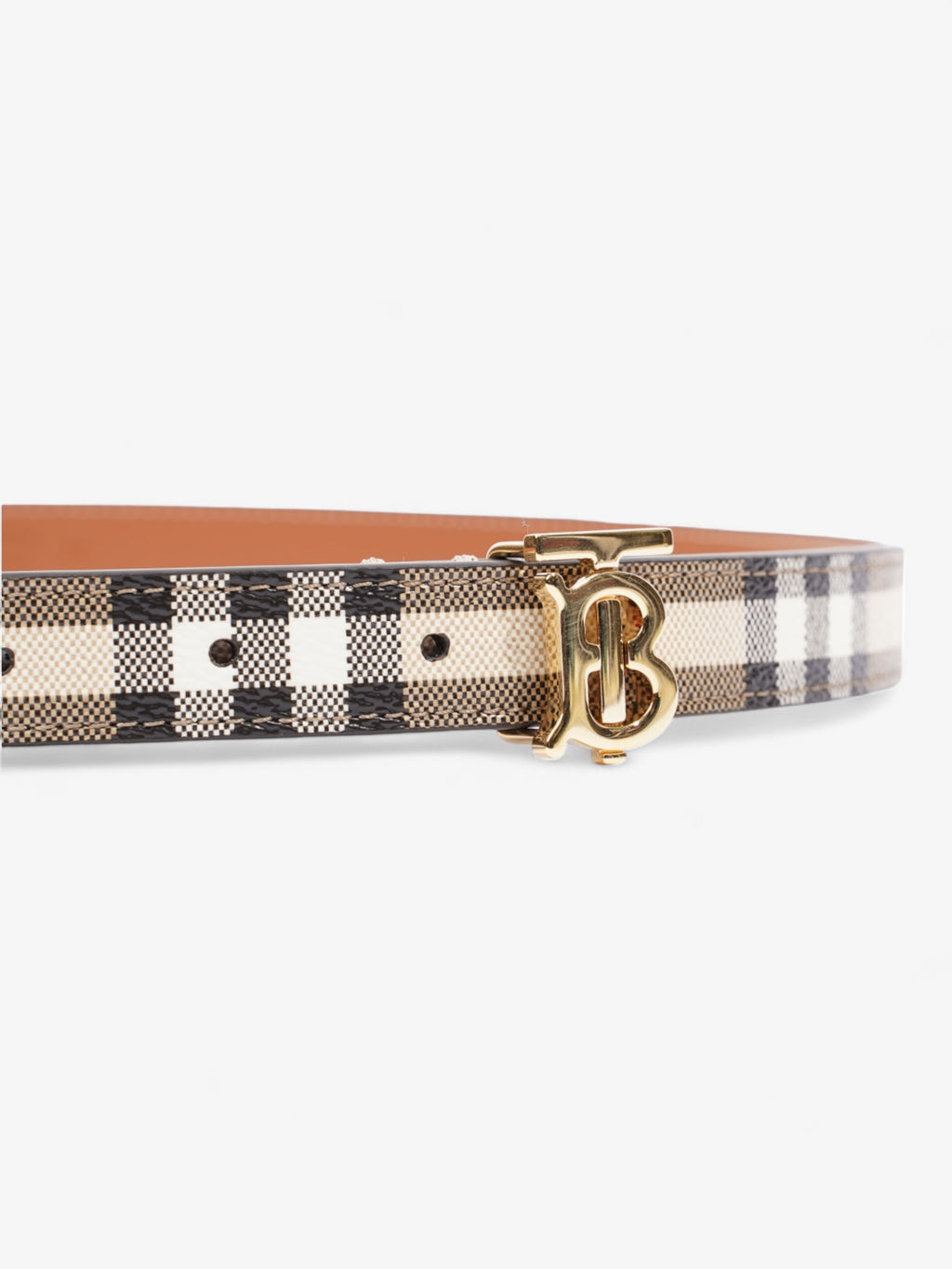 Burberry TB Belt Vintage Check / Gold Canvas Medium - 101cm