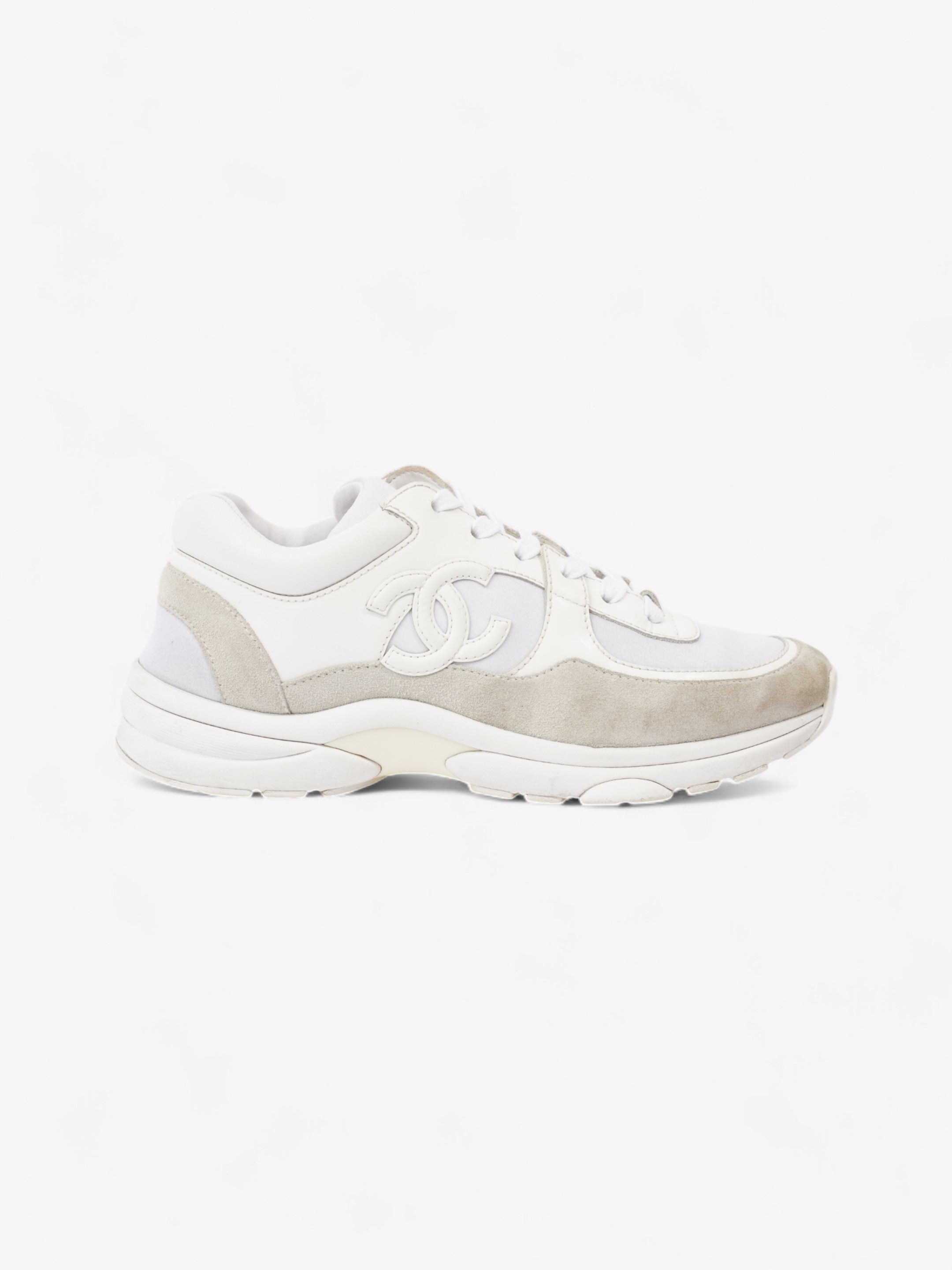 Chanel CC Logo Sneakers White  Suede EU 39 UK 6