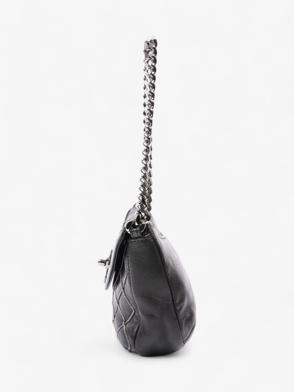 Chanel Chain Stitch Flap Bag Black Lambskin Leather