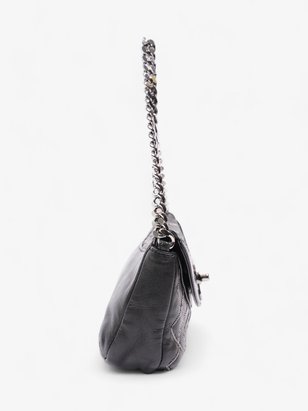 Chanel Chain Stitch Flap Bag Black Lambskin Leather