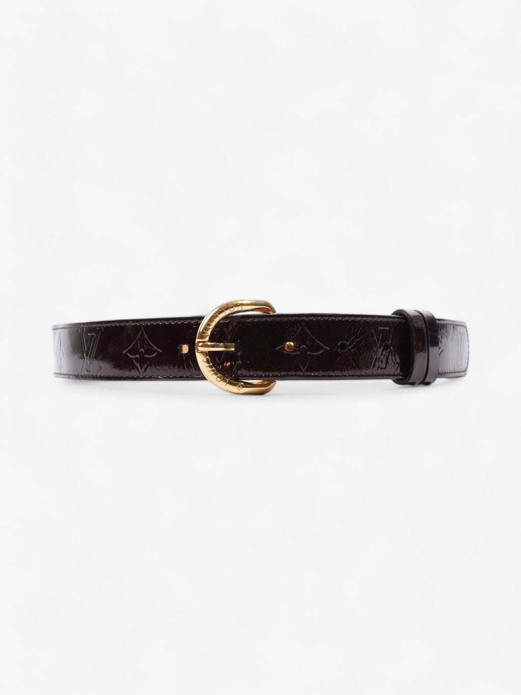 Louis Vuitton Single Buckle Belt Burgundy Patent Leather 80cm 32"