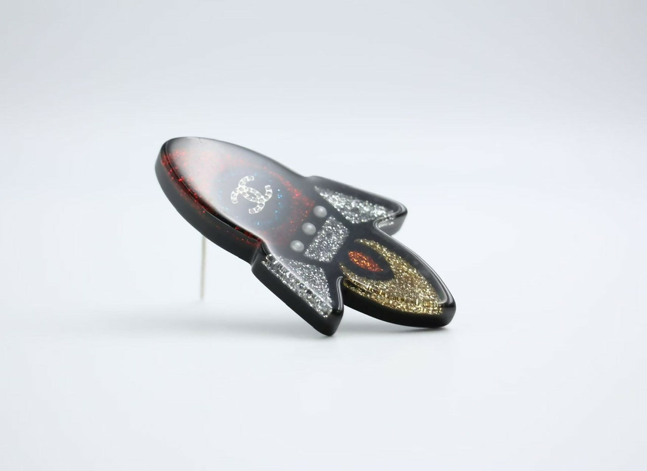 Chanel 17S Resin Rocket Glitter Creative Brooch