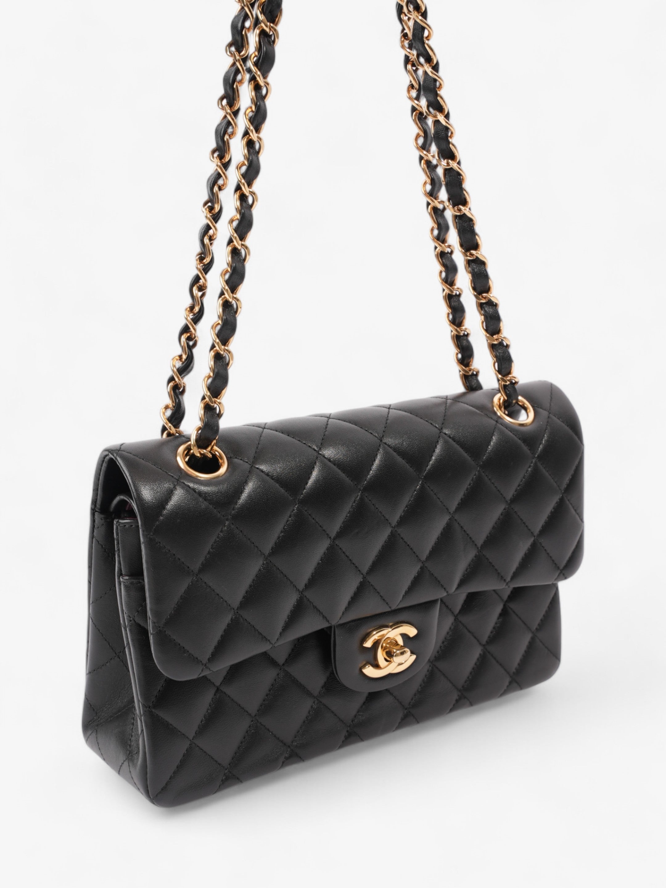 Chanel Classic Double Flap Black Lambskin Leather Small
