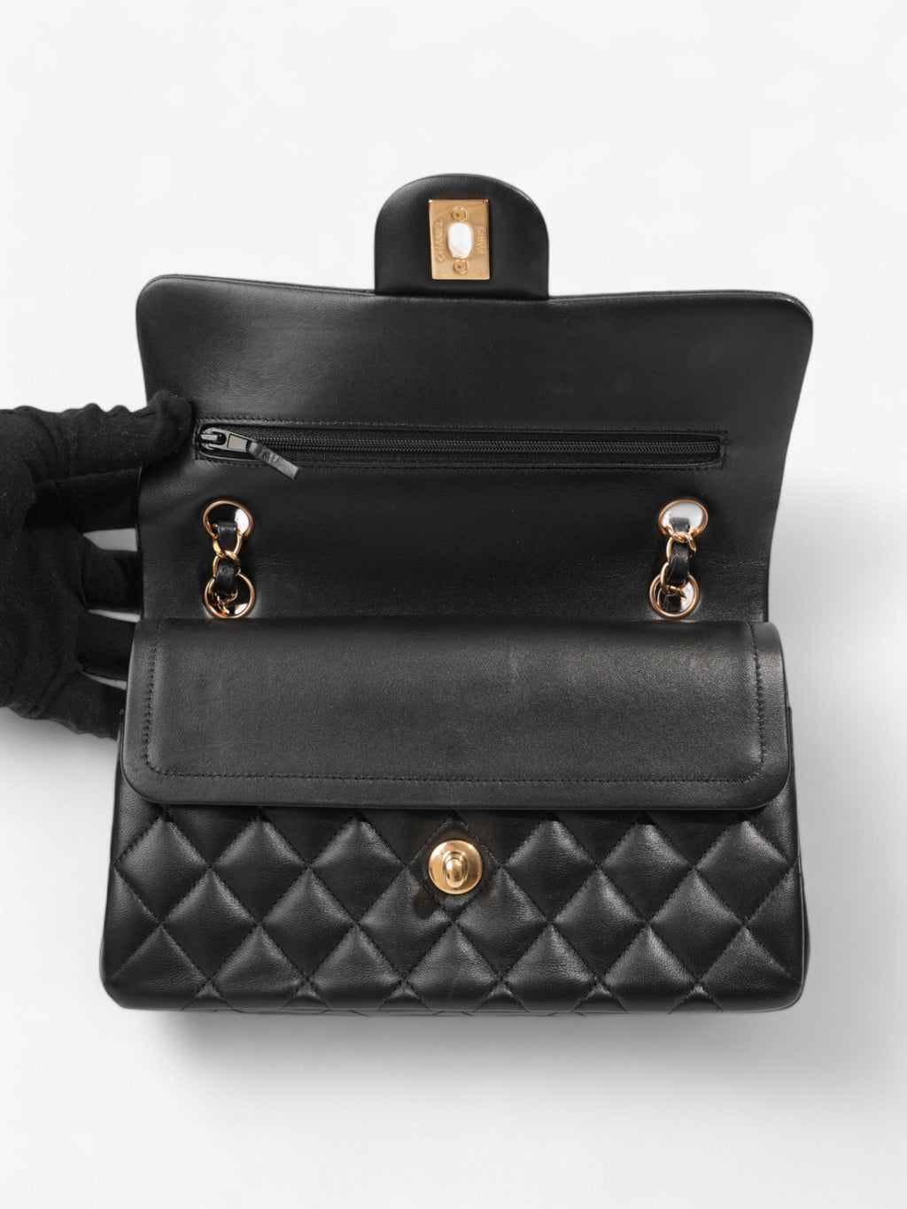 Chanel Classic Double Flap Black Lambskin Leather Small