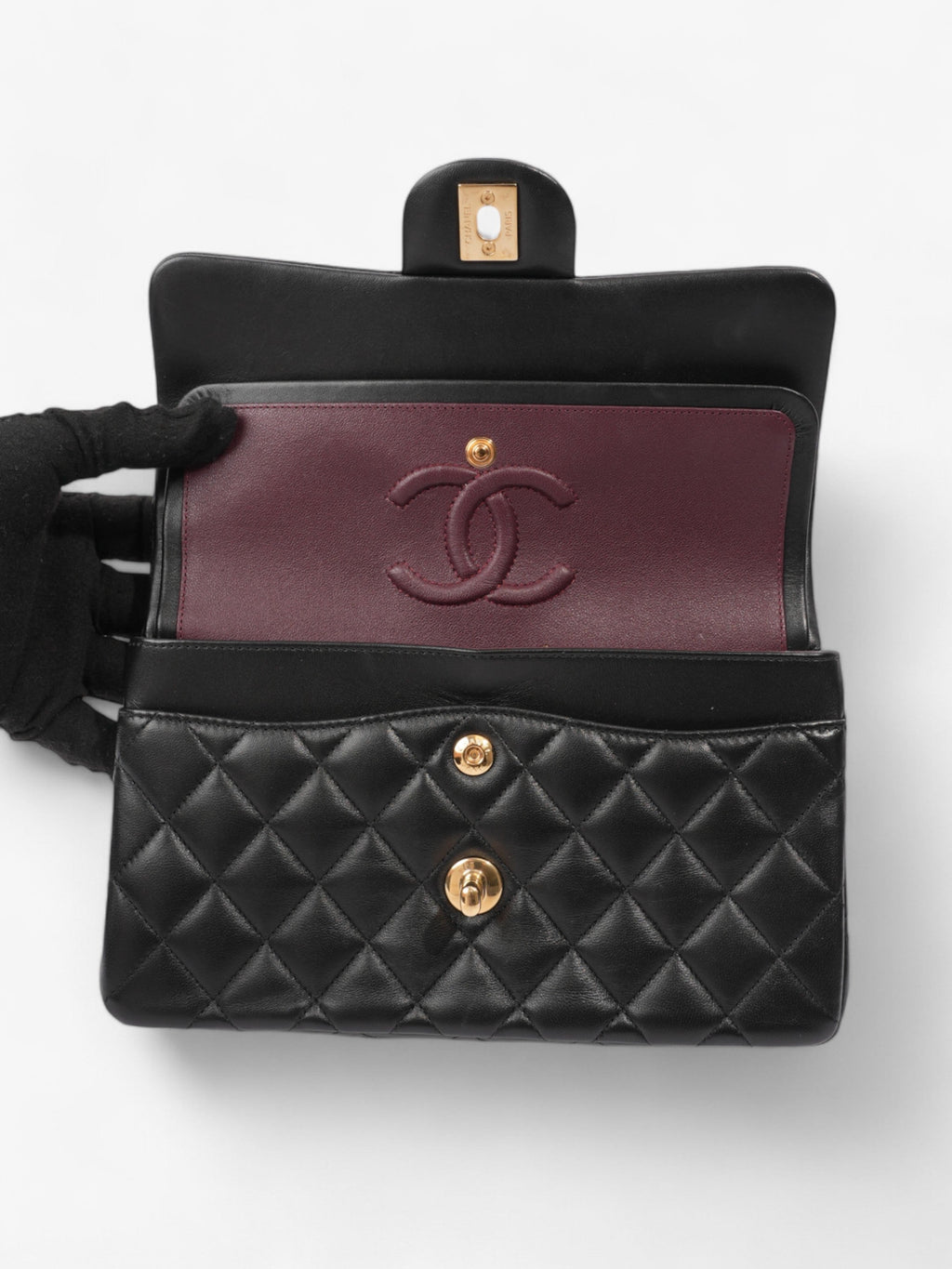 Chanel Classic Double Flap Black Lambskin Leather Small