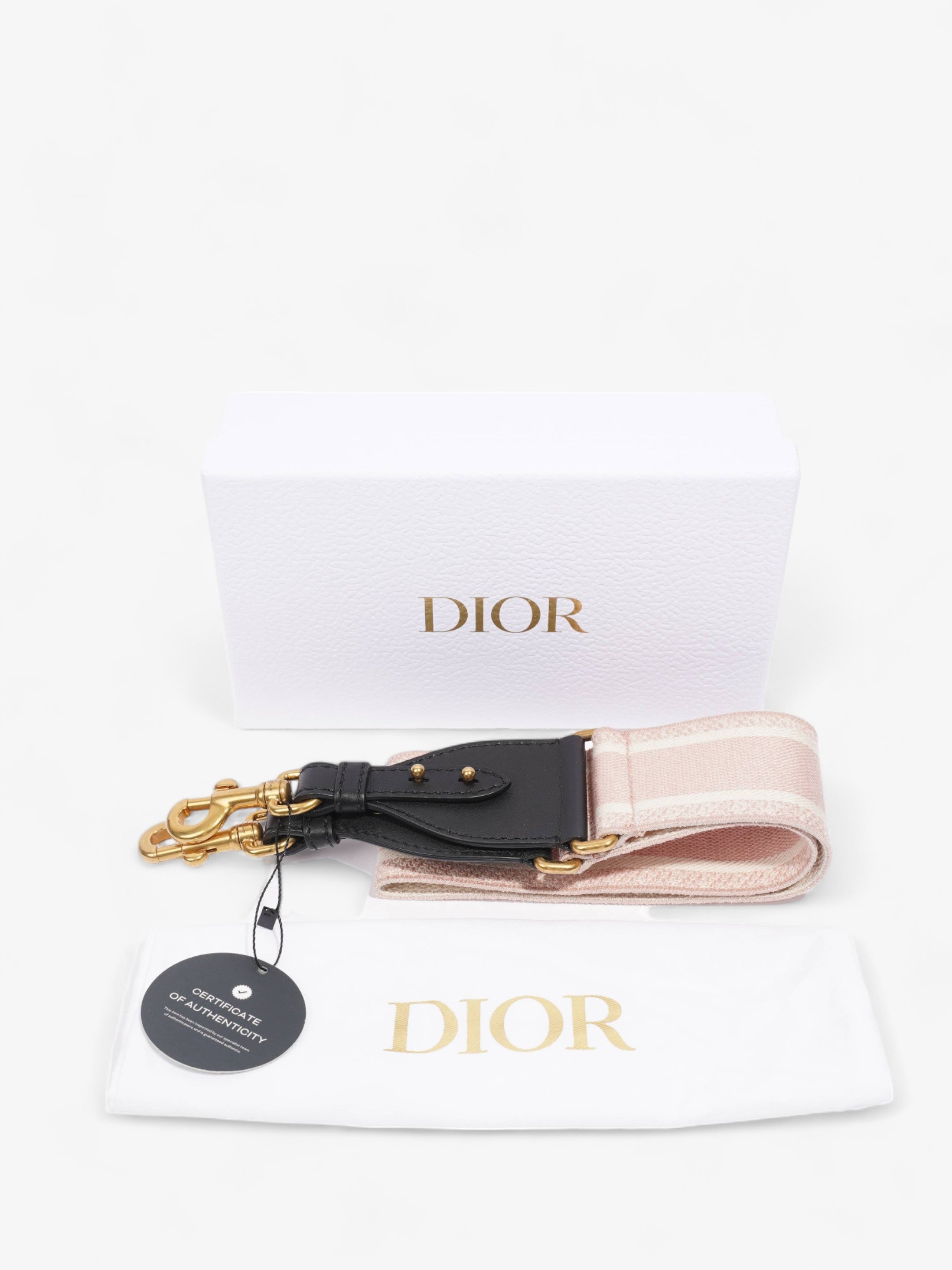 Christian Dior Embroidered Strap Beige / Rose Canvas