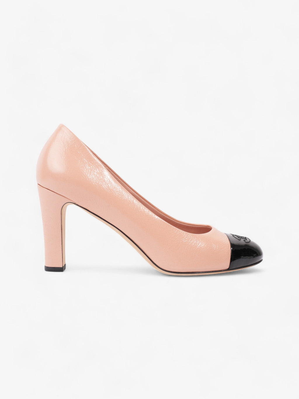 Chanel CC Two Tone Pumps 85mm Pink / Black Calfskin Leather EU 39 UK 6
