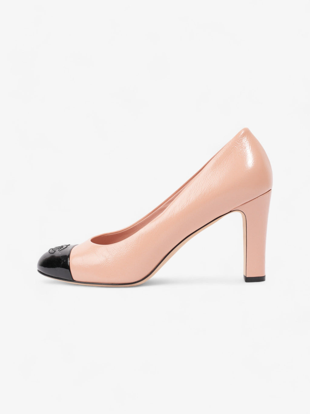 Chanel CC Two Tone Pumps 85mm Pink / Black Calfskin Leather EU 39 UK 6