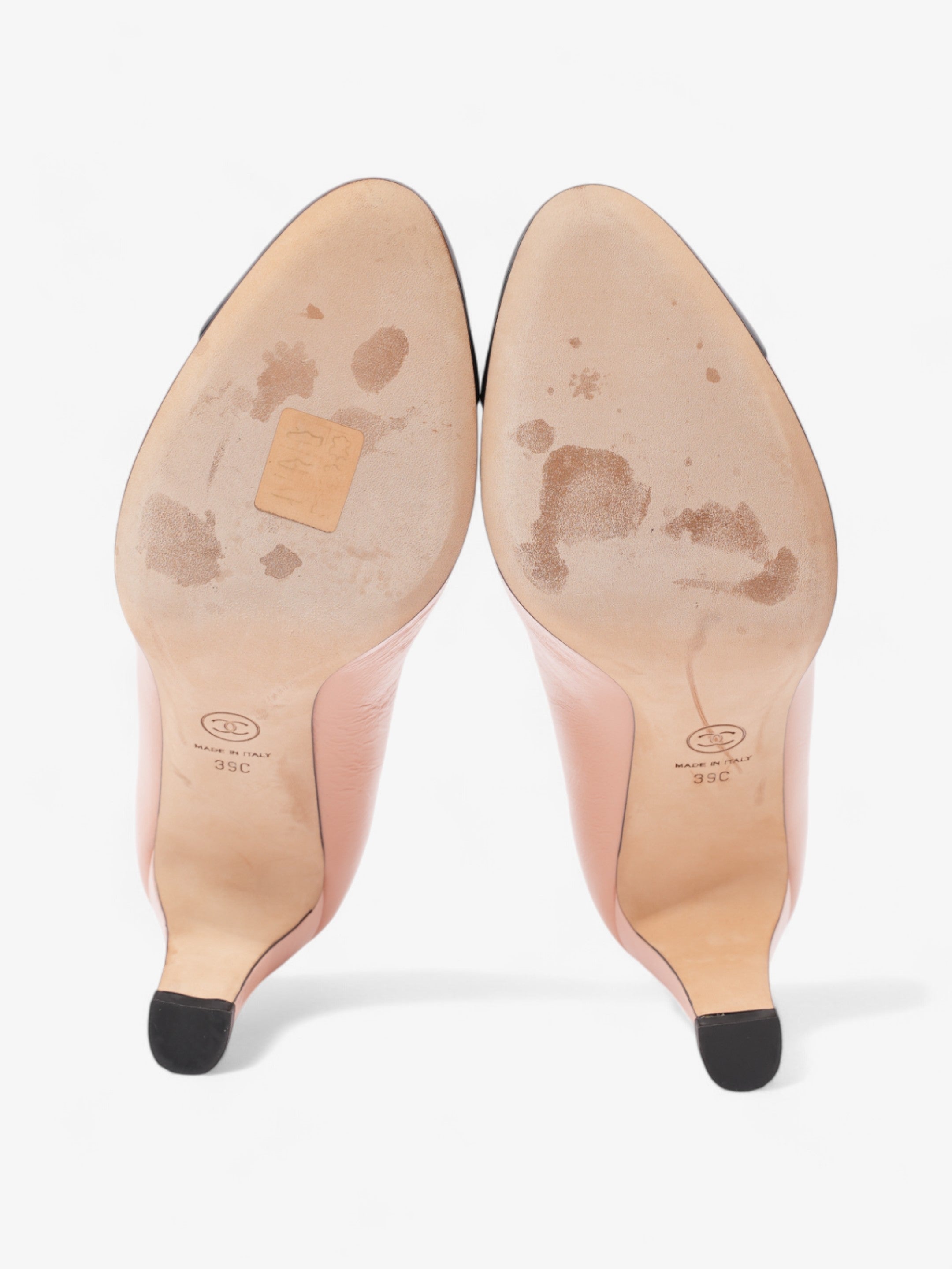 Chanel CC Two Tone Pumps 85mm Pink / Black Calfskin Leather EU 39 UK 6