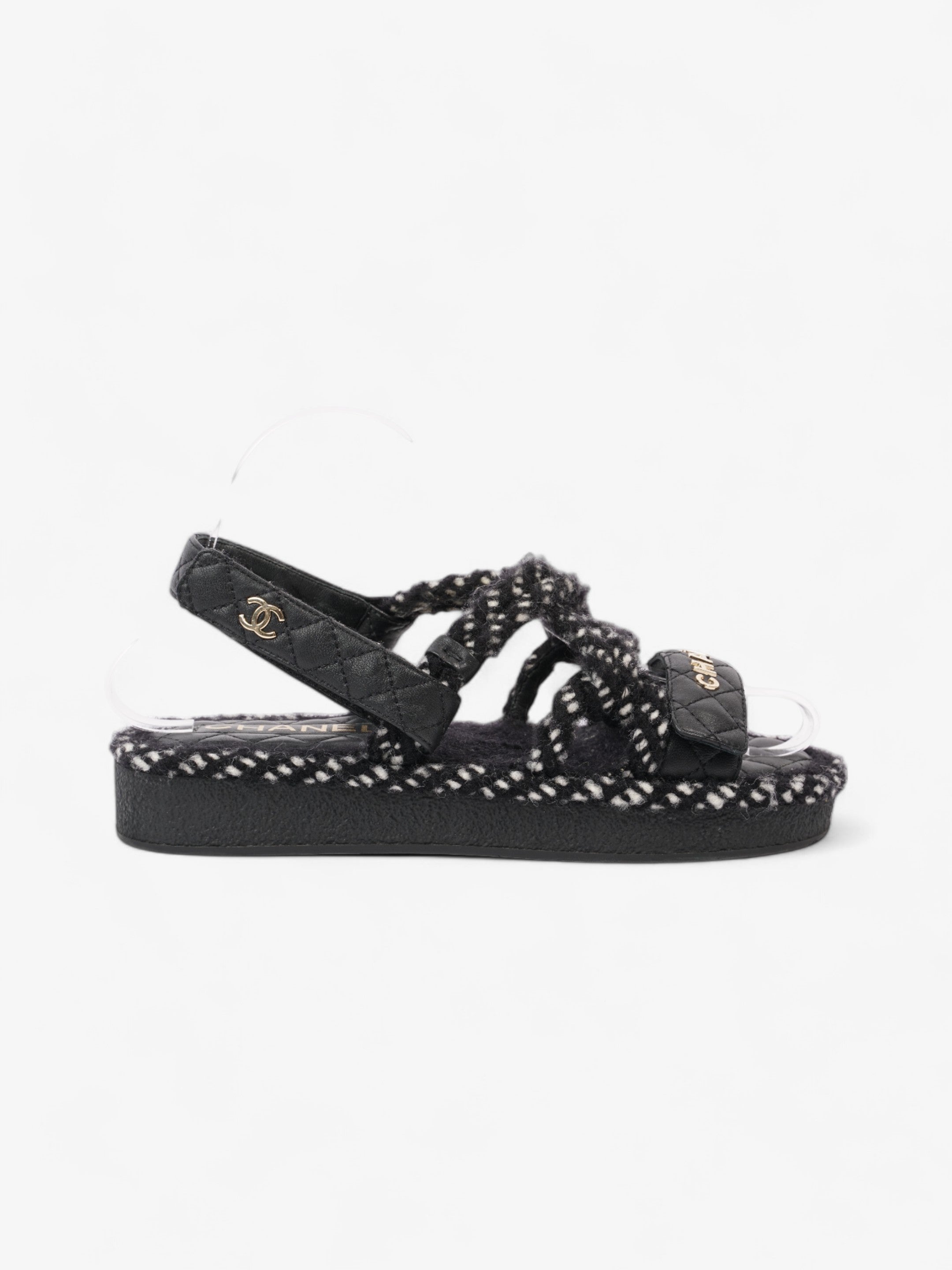 Chanel CC Sandals Black / White Leather EU 37 UK 4