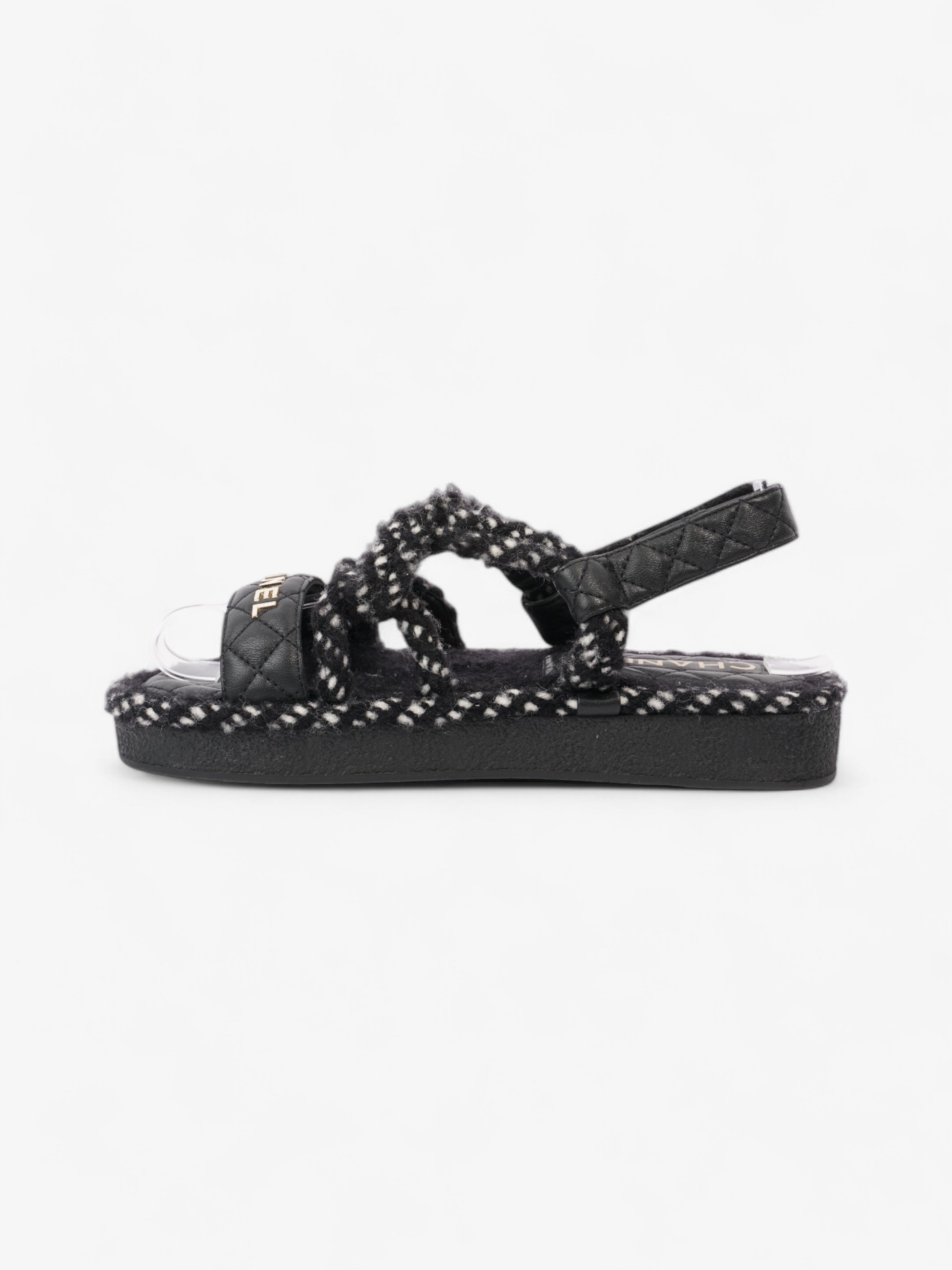 Chanel CC Sandals Black / White Leather EU 37 UK 4