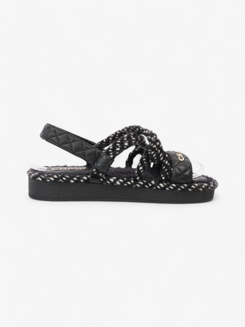 Chanel CC Sandals Black / White Leather EU 37 UK 4