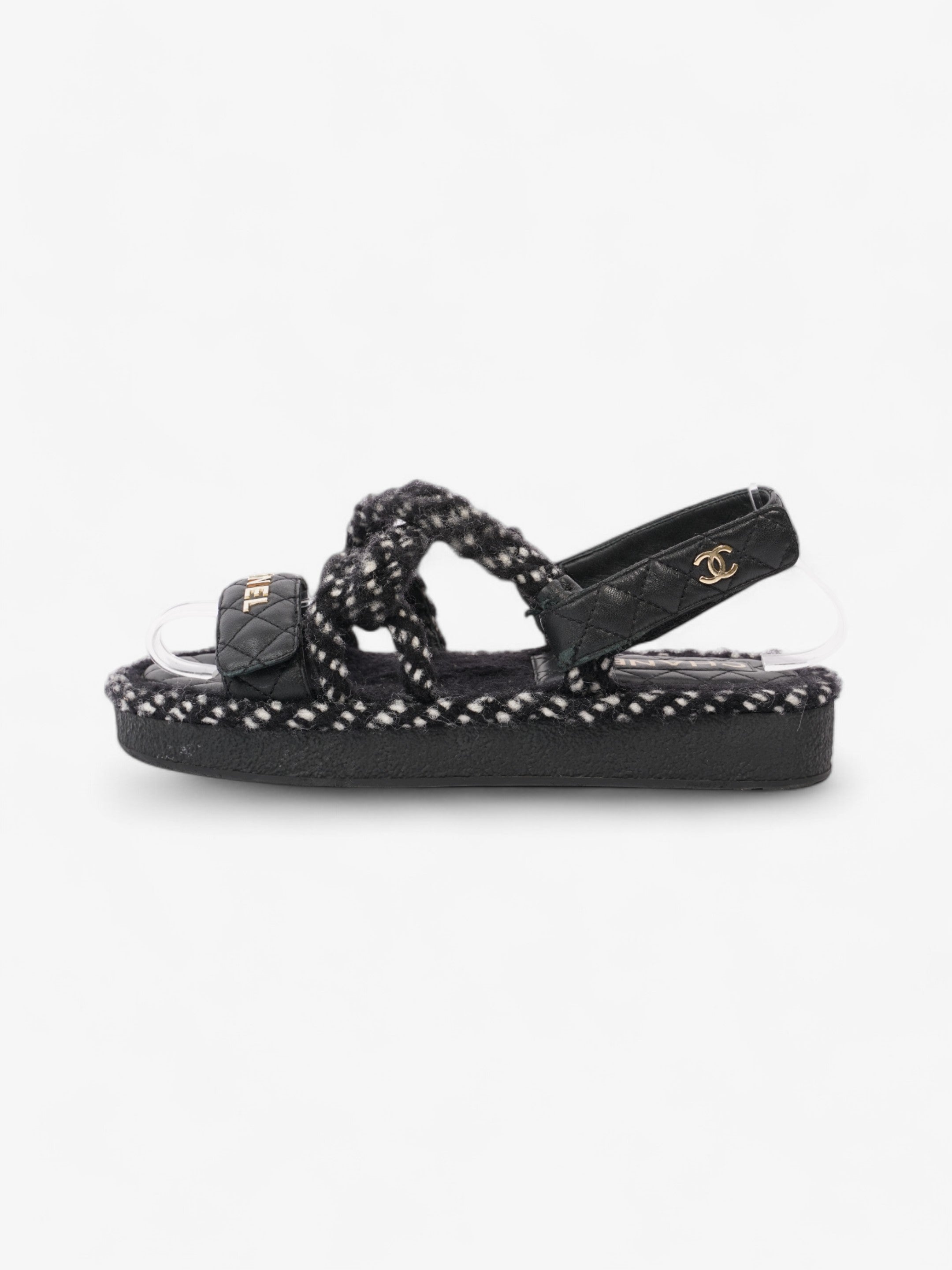 Chanel CC Sandals Black / White Leather EU 37 UK 4