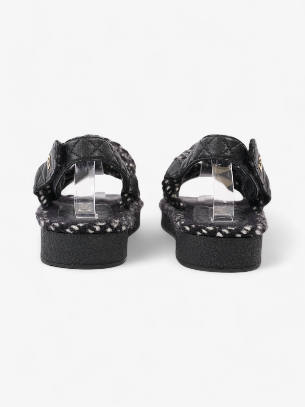 Chanel CC Sandals Black / White Leather EU 37 UK 4