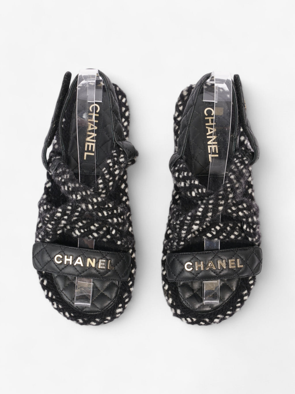 Chanel CC Sandals Black / White Leather EU 37 UK 4