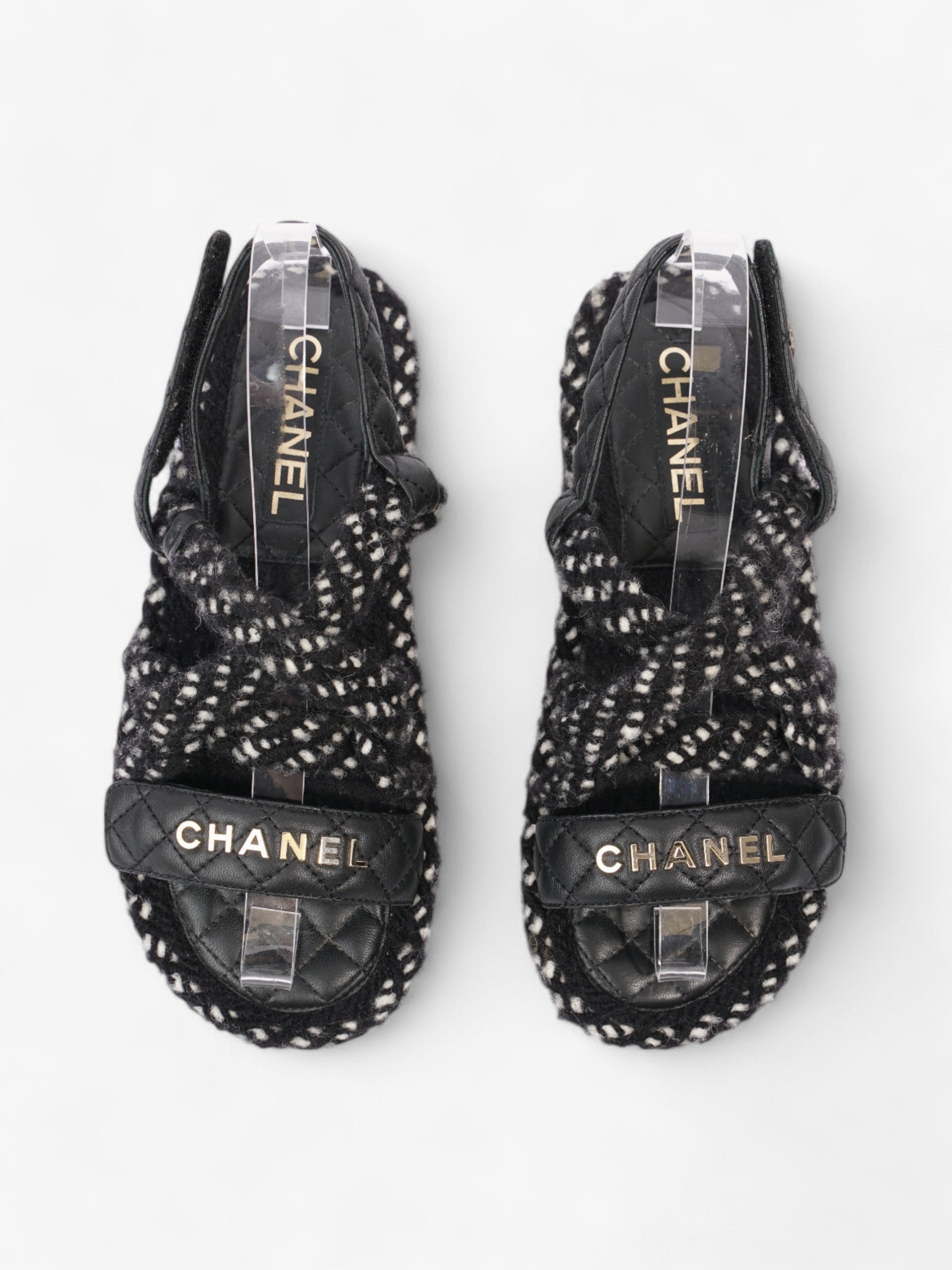 Chanel CC Sandals Black / White Leather EU 37 UK 4