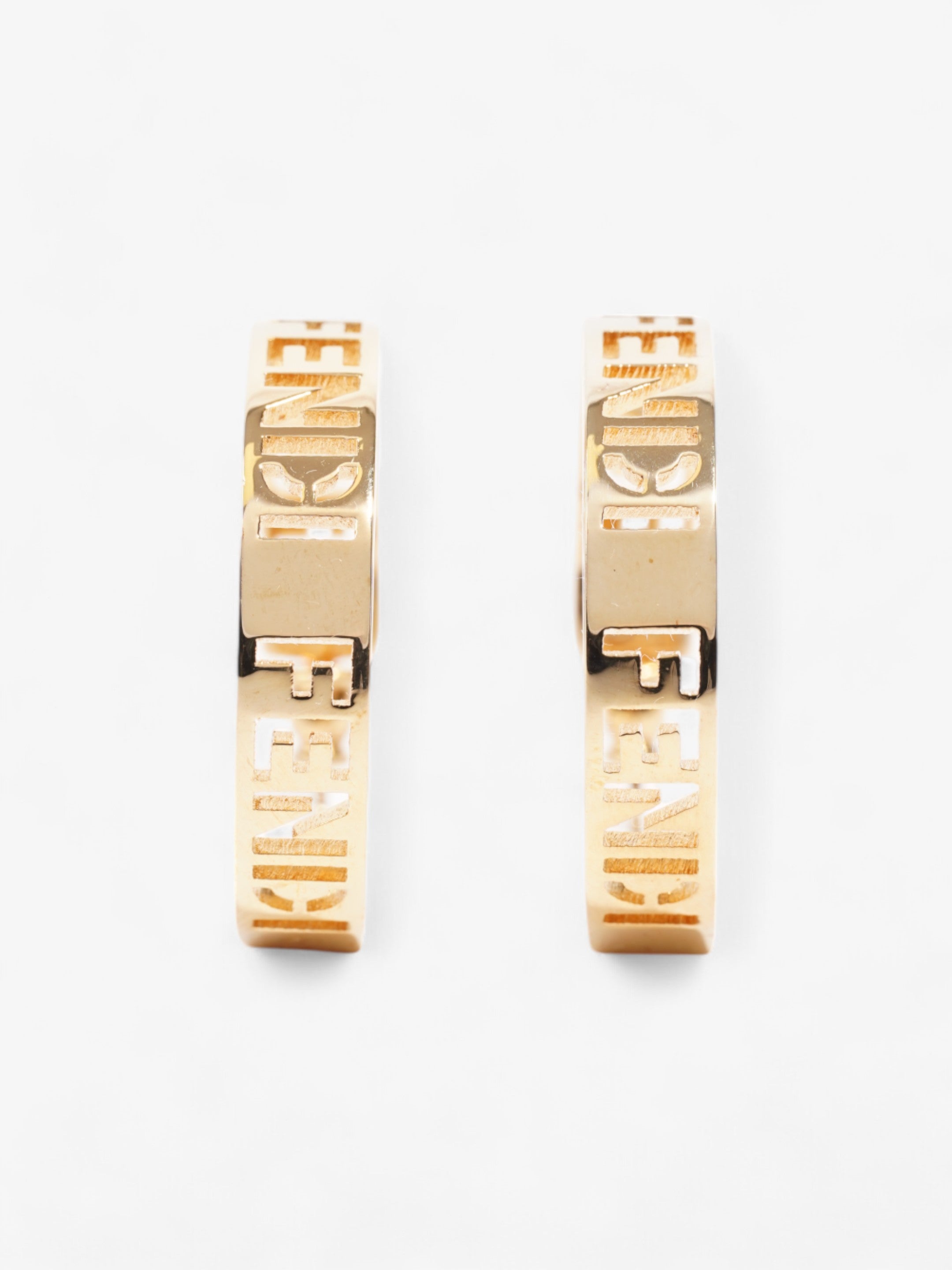 Fendi Logo Hoop Earrings Gold Base Metal
