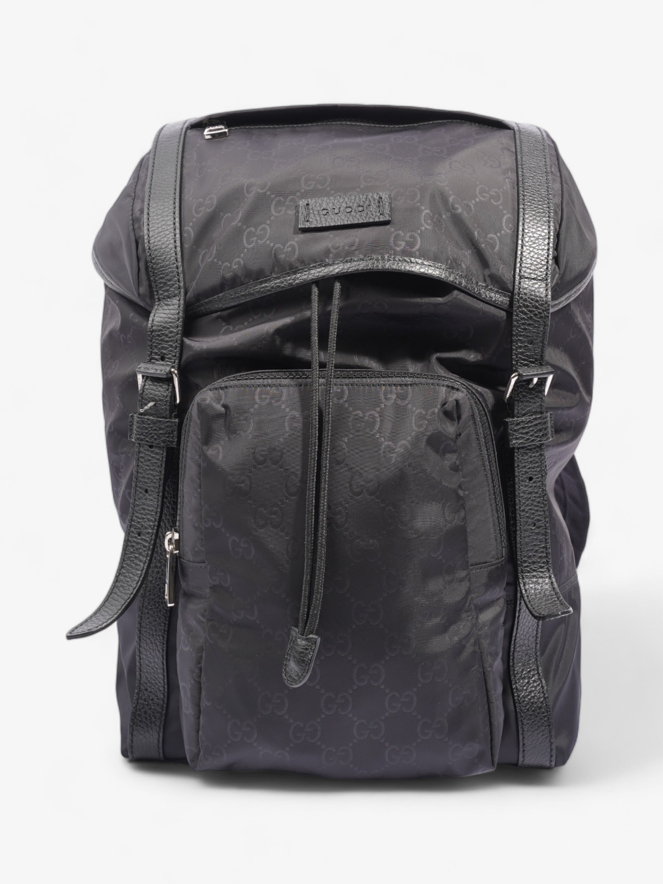 Gucci Travel Drawstring Rucksack Black GG Supreme Nylon