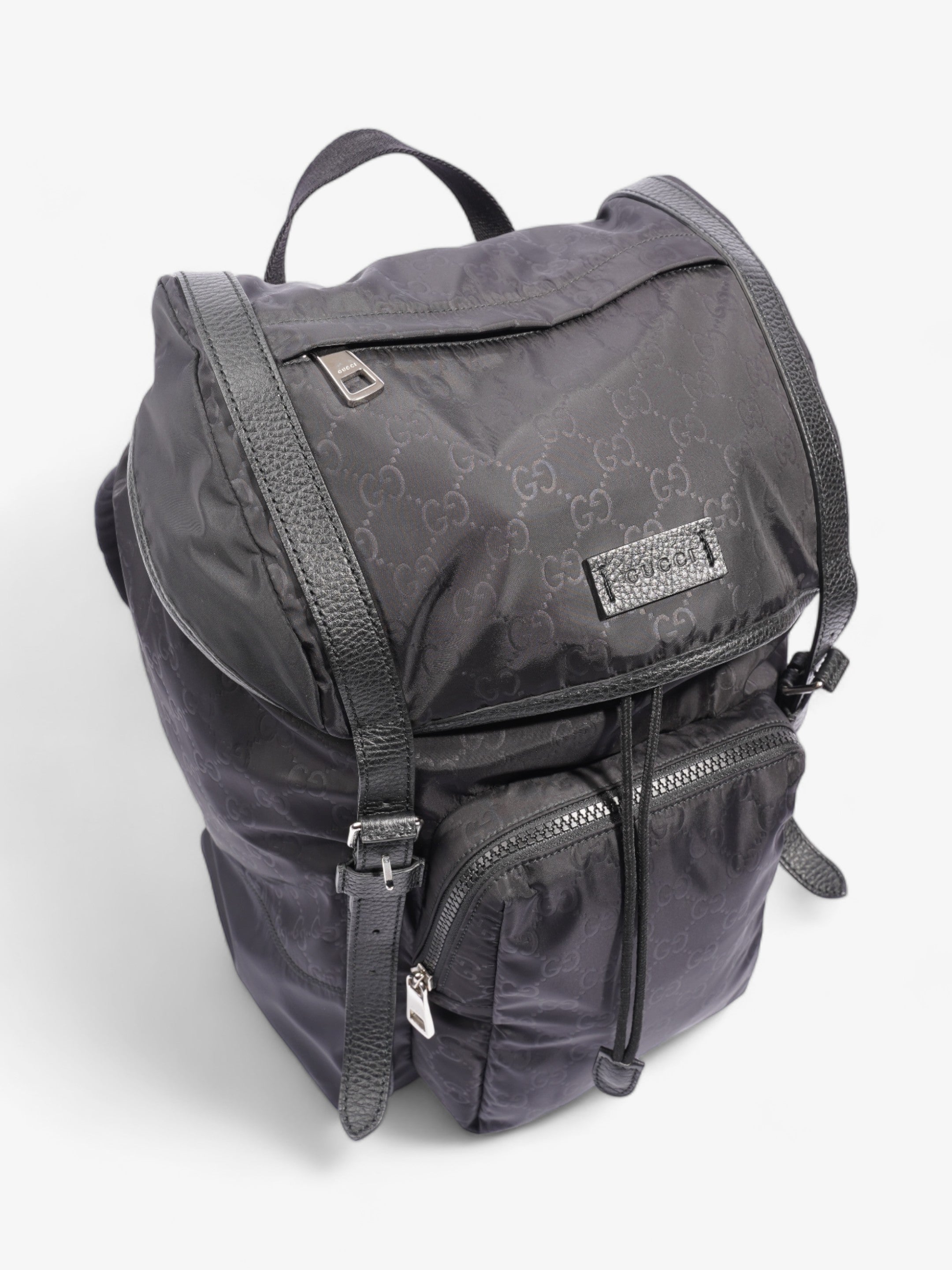 Gucci Travel Drawstring Rucksack Black GG Supreme Nylon