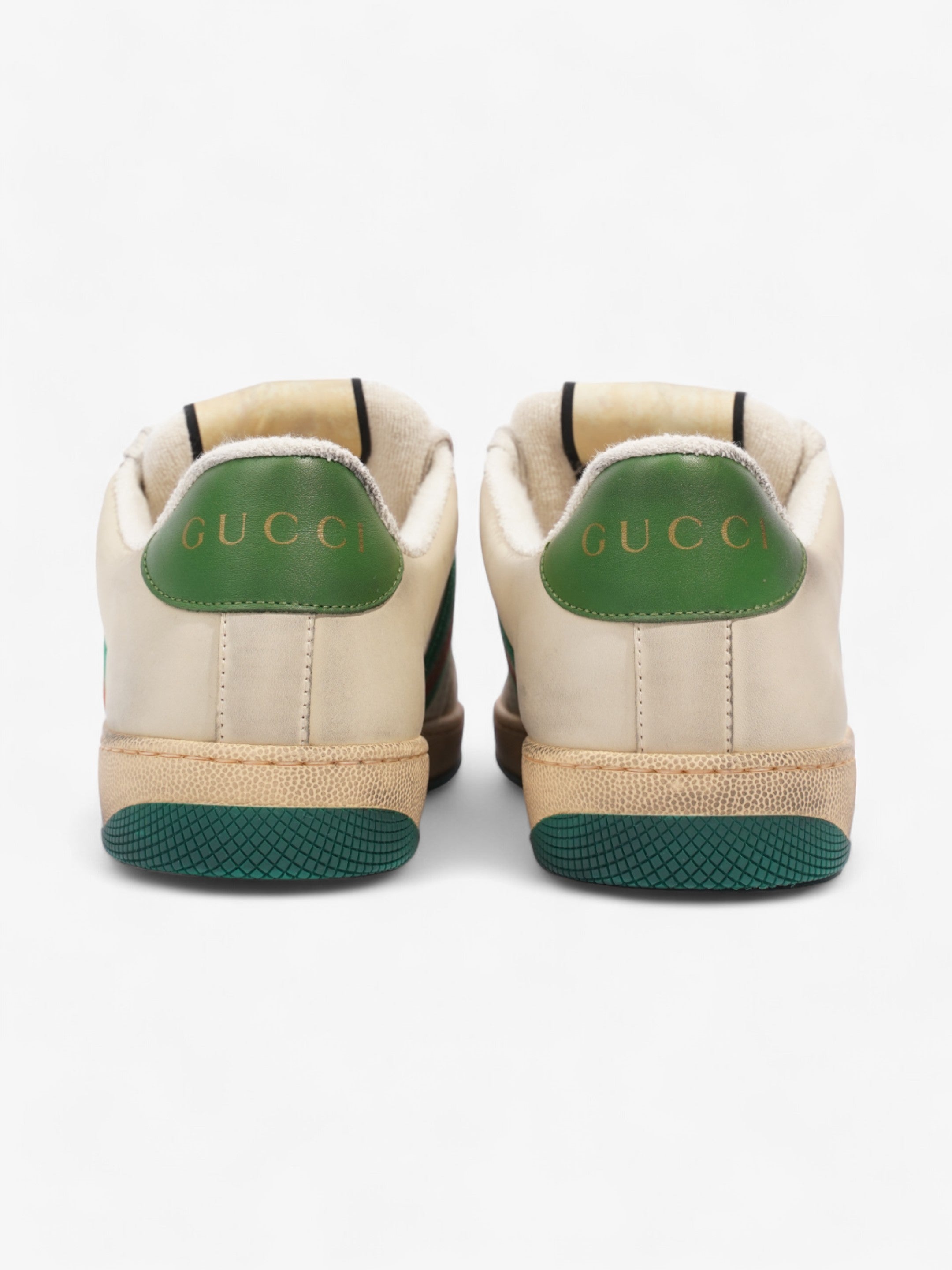 Gucci Screener GG Sneakers Beige / White / Green Leather EU 42.5 UK 8.5