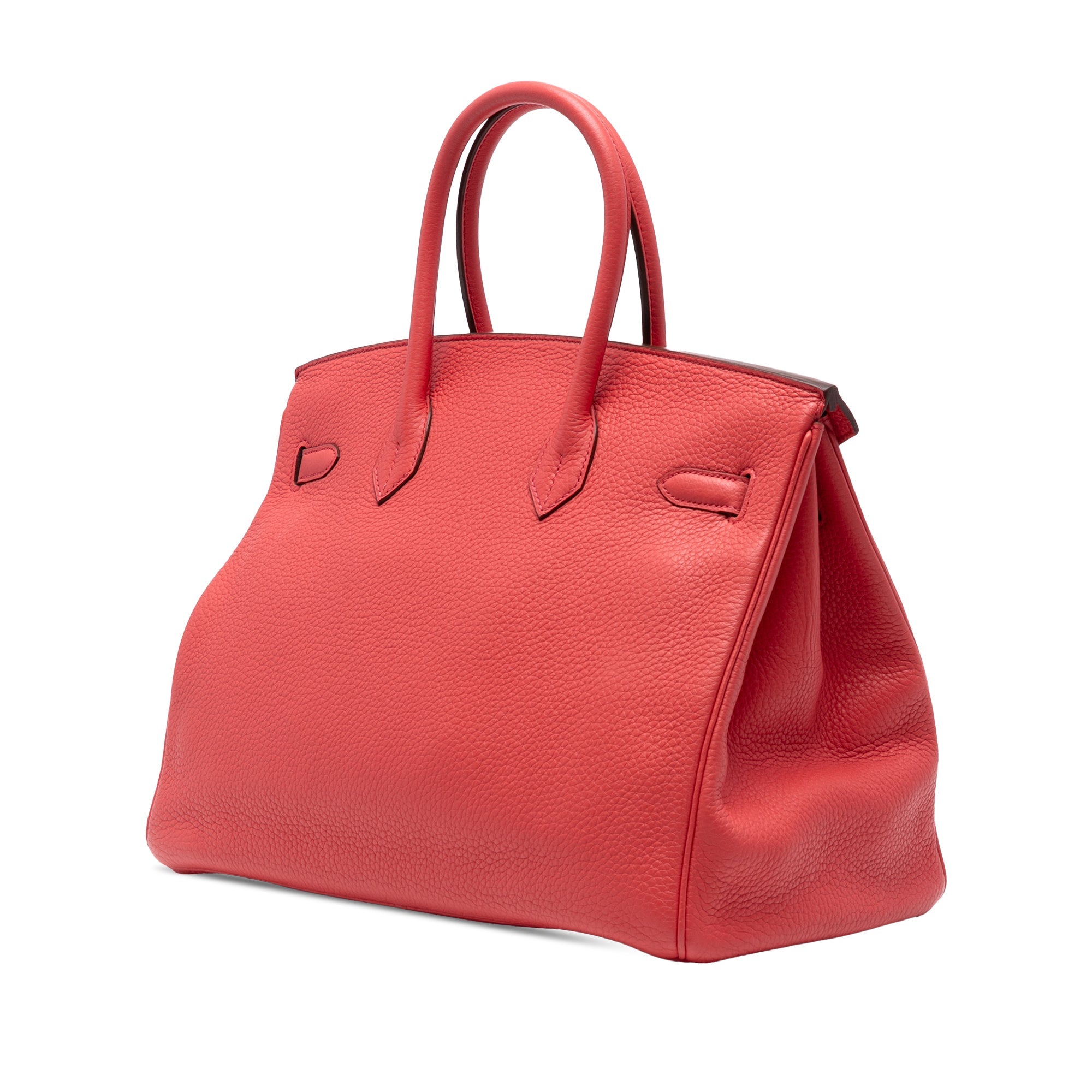 Birkin Handbag Red Clemence with Palladium Hardware 35