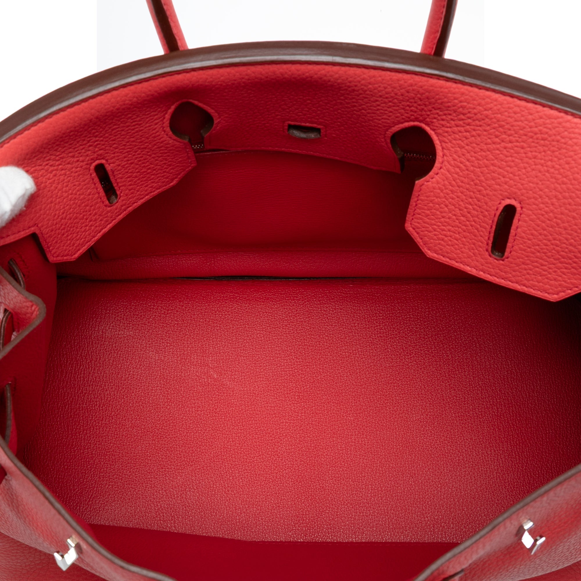 Birkin Handbag Red Clemence with Palladium Hardware 35
