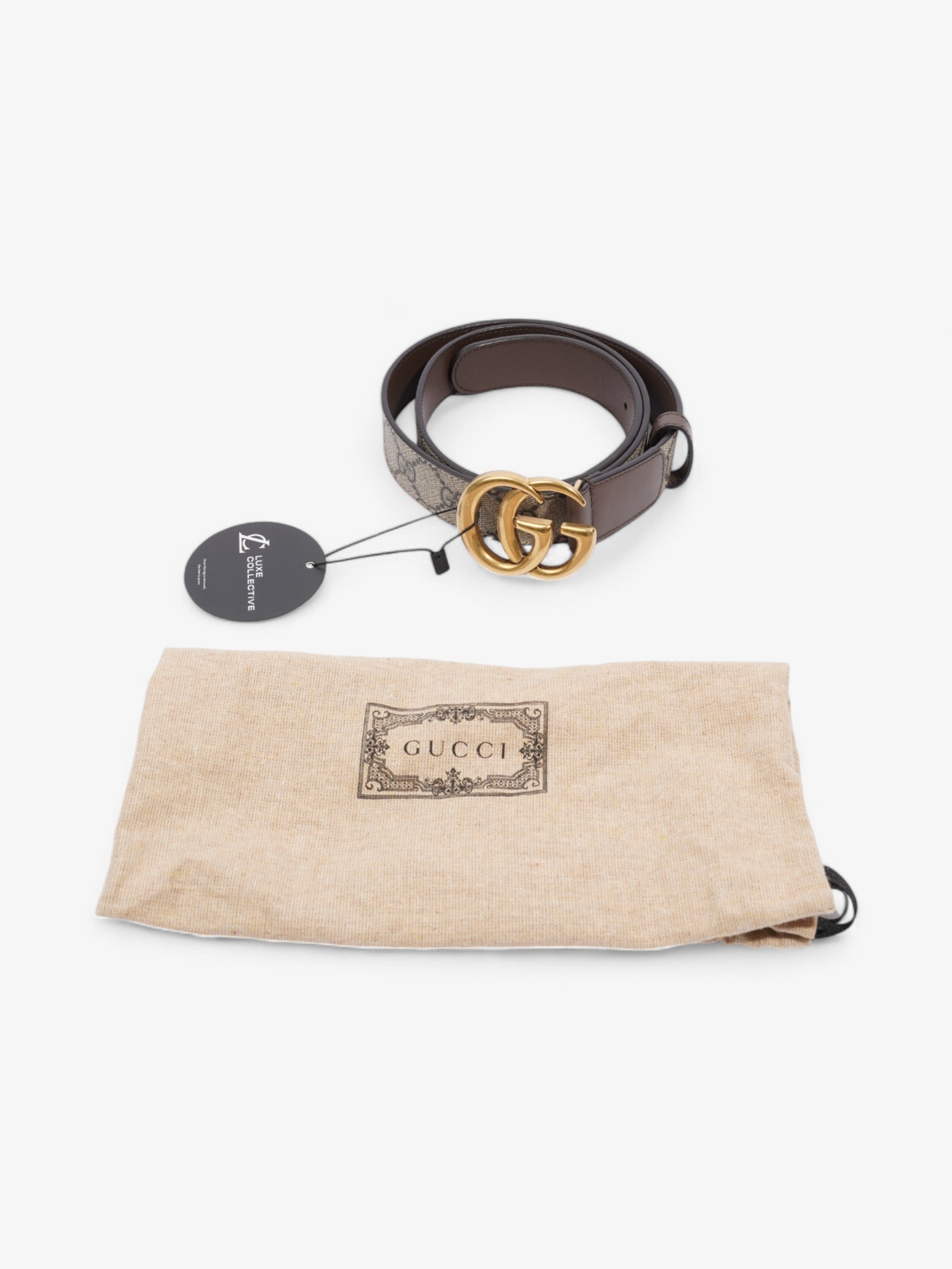 Gucci GG Marmont Belt GG Supreme / Brown / Gold Canvas 85cm / 34"